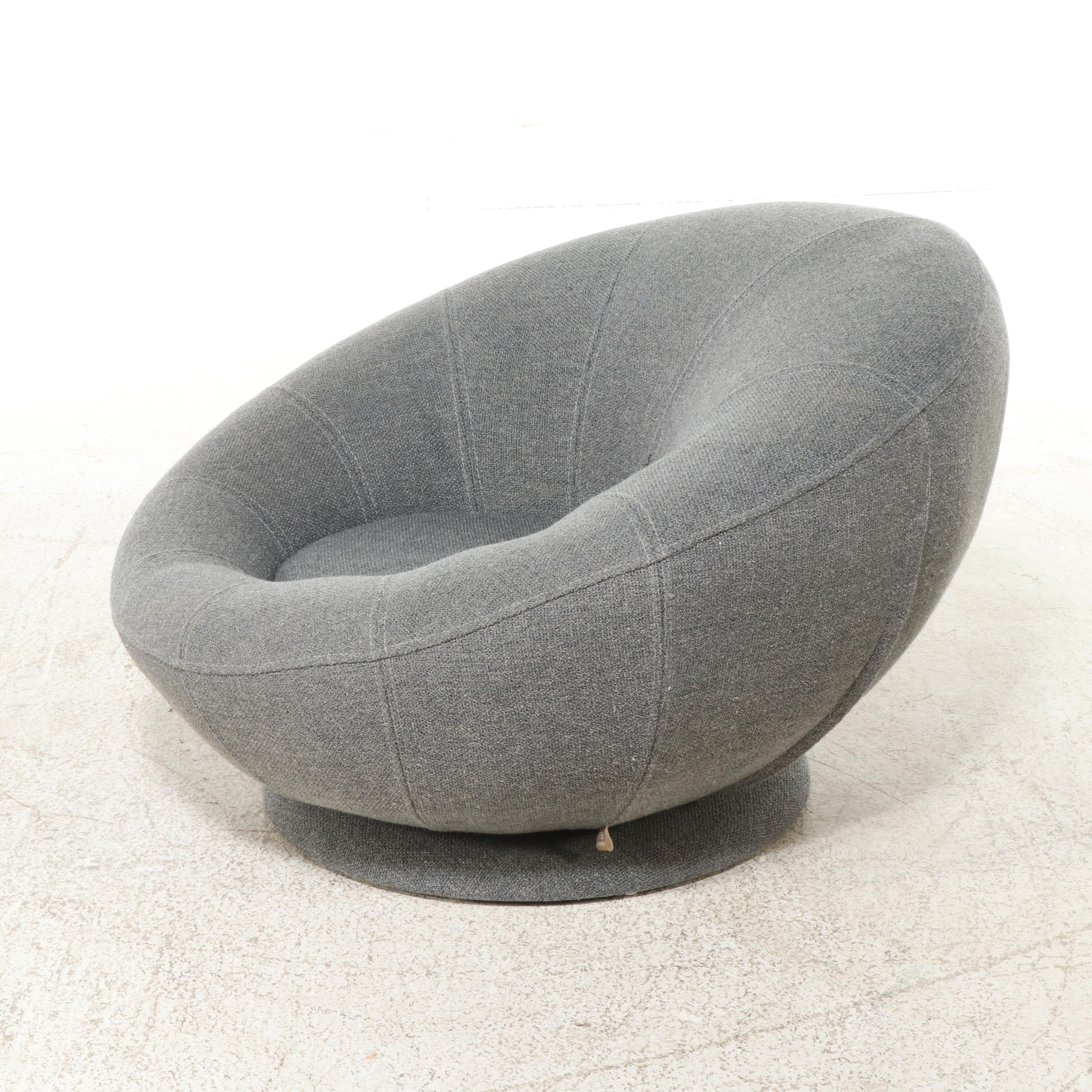 Pair of Pottery Barn Teen "Groovy" Swivel Lounge Chair in Charcoal Tweed