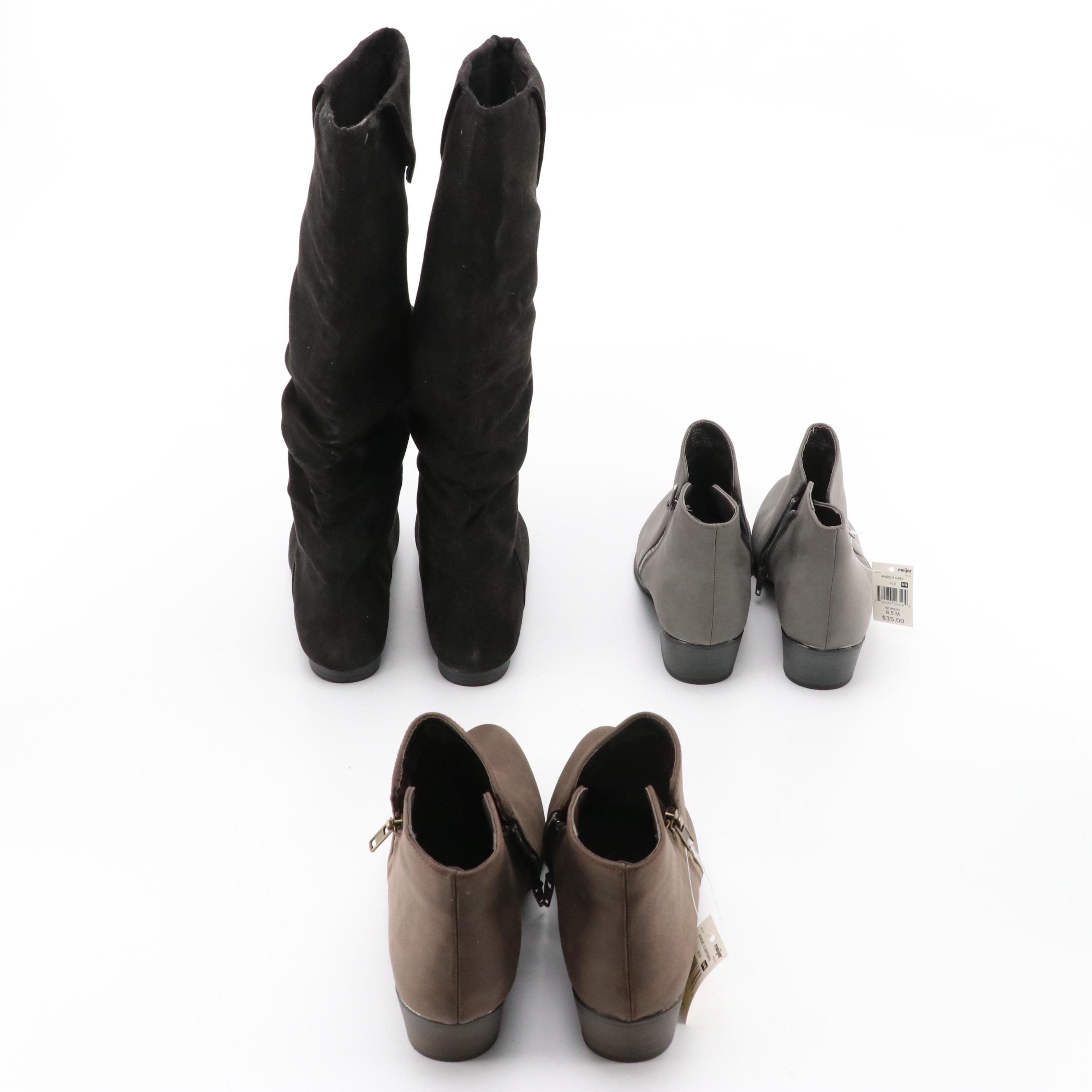 Massini Angie II Gray Ankle Boots, Candice Black Knee-High Boots, & Other Boots