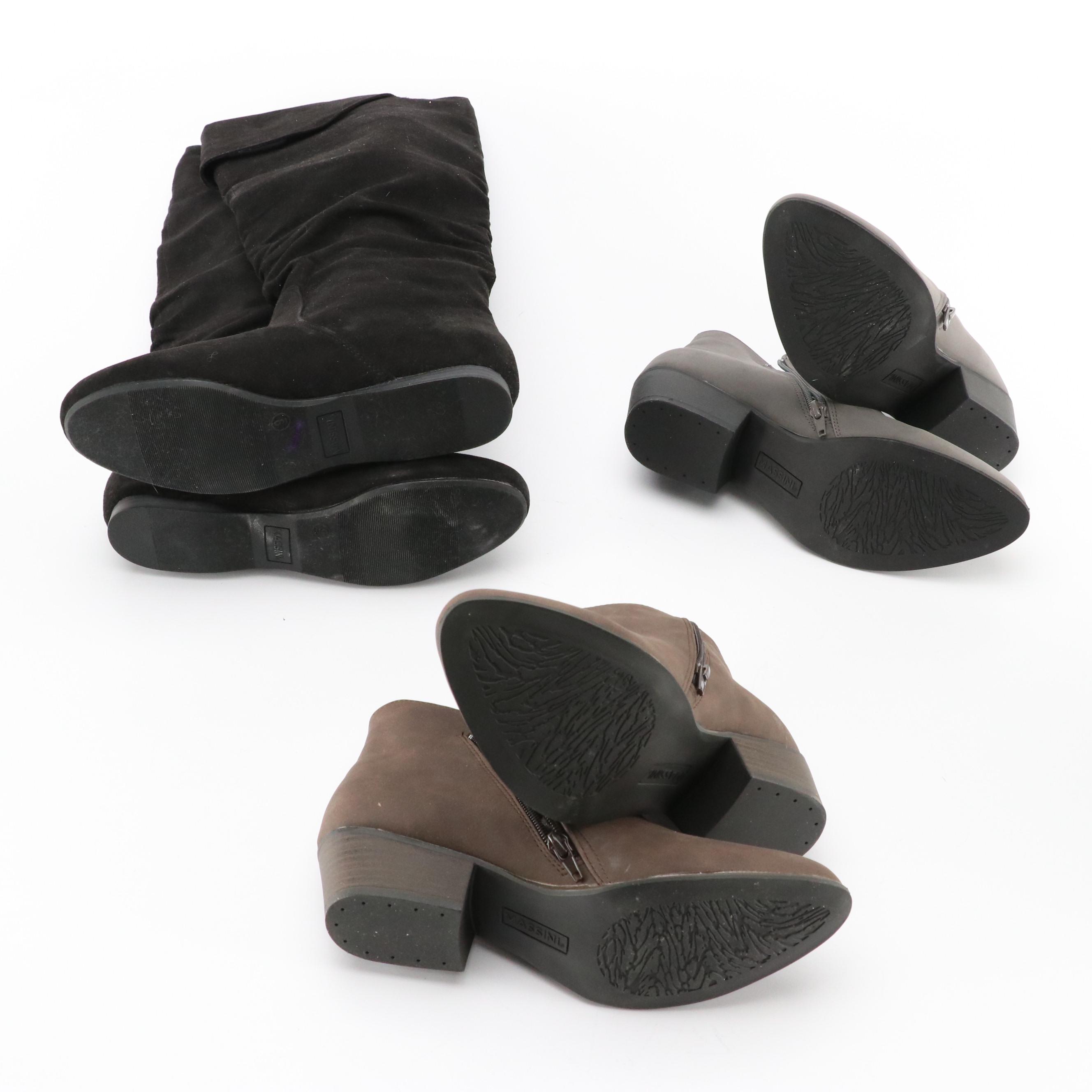 Massini Angie II Gray Ankle Boots, Candice Black Knee-High Boots, & Other Boots