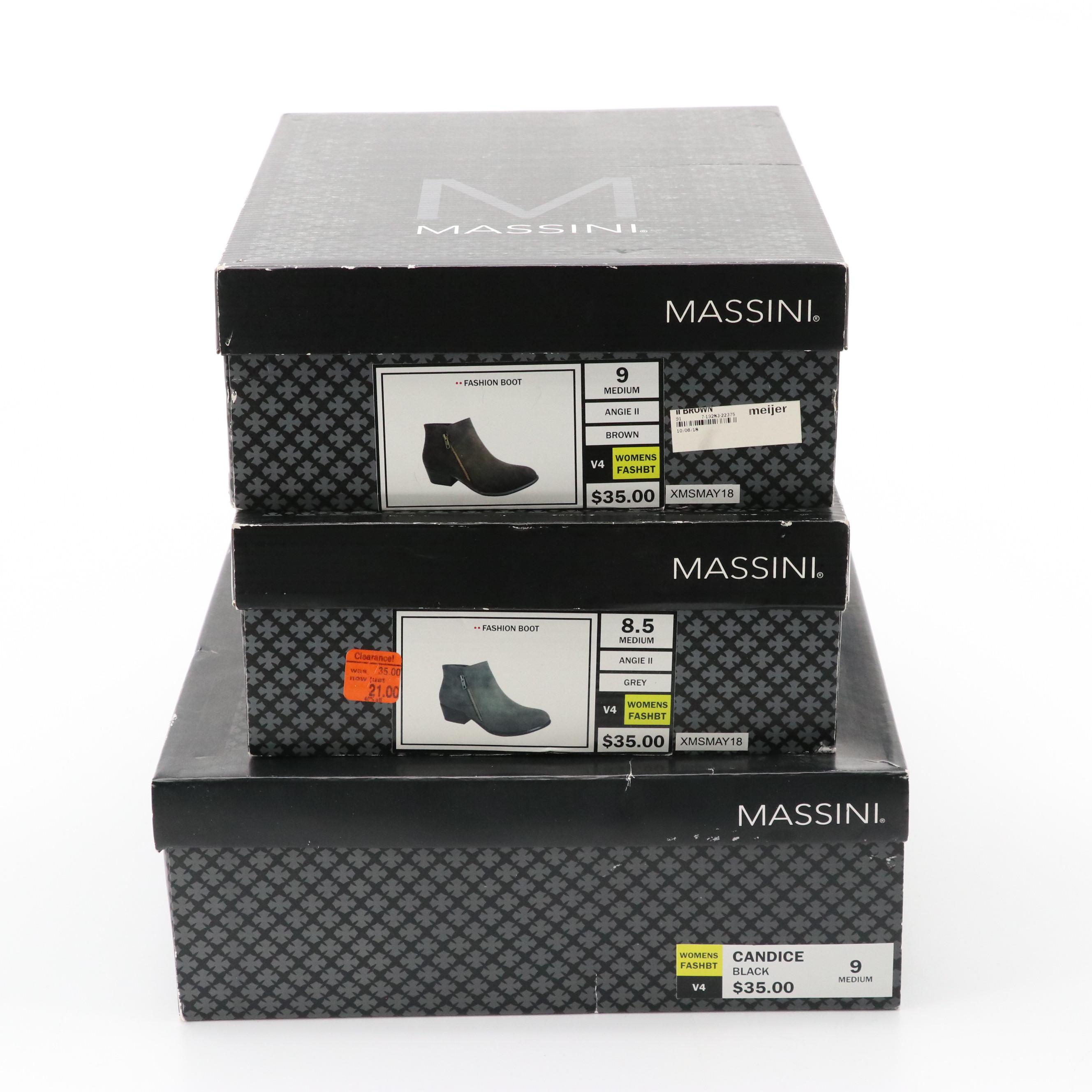 Massini Angie II Gray Ankle Boots, Candice Black Knee-High Boots, & Other Boots