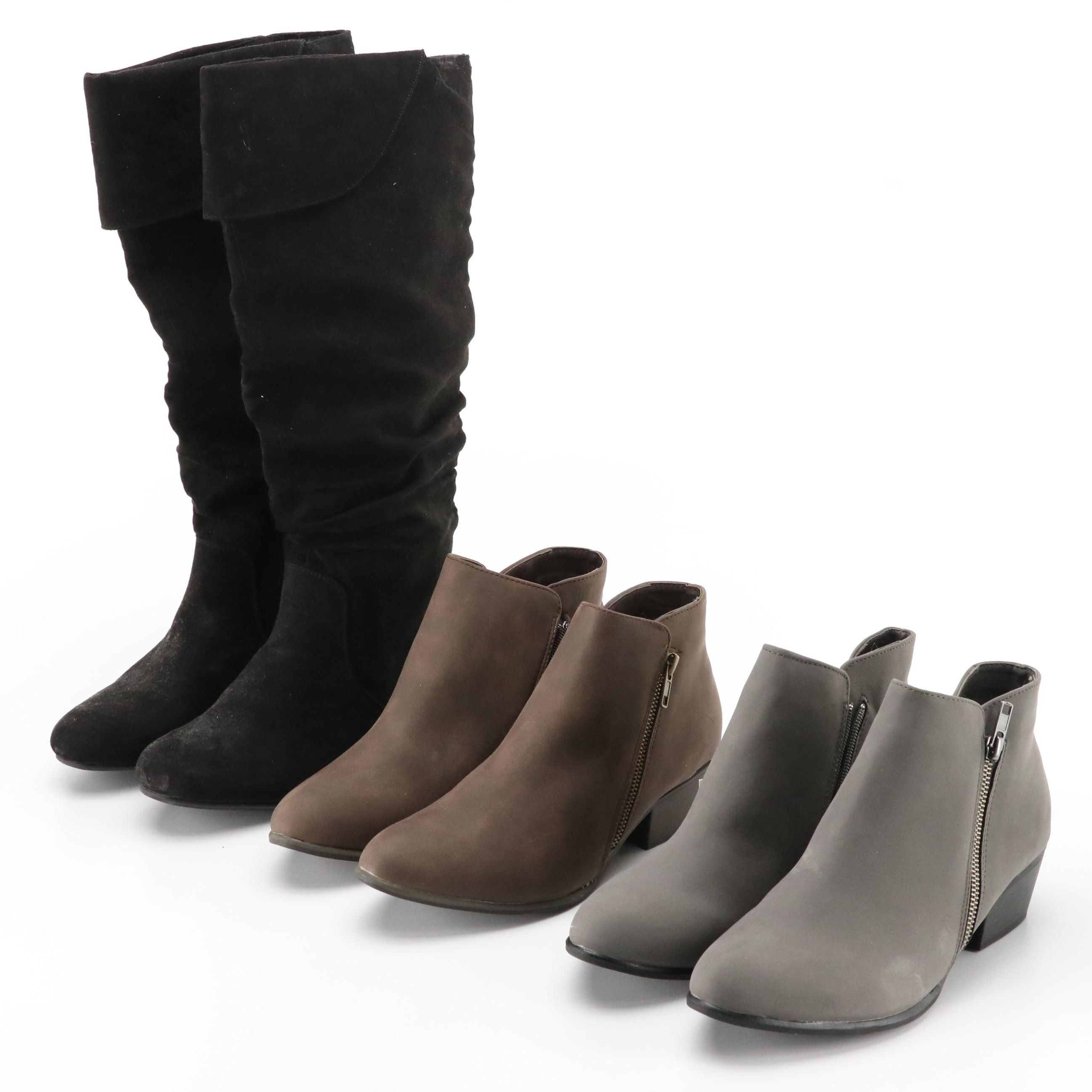 Massini Angie II Gray Ankle Boots, Candice Black Knee-High Boots, & Other Boots