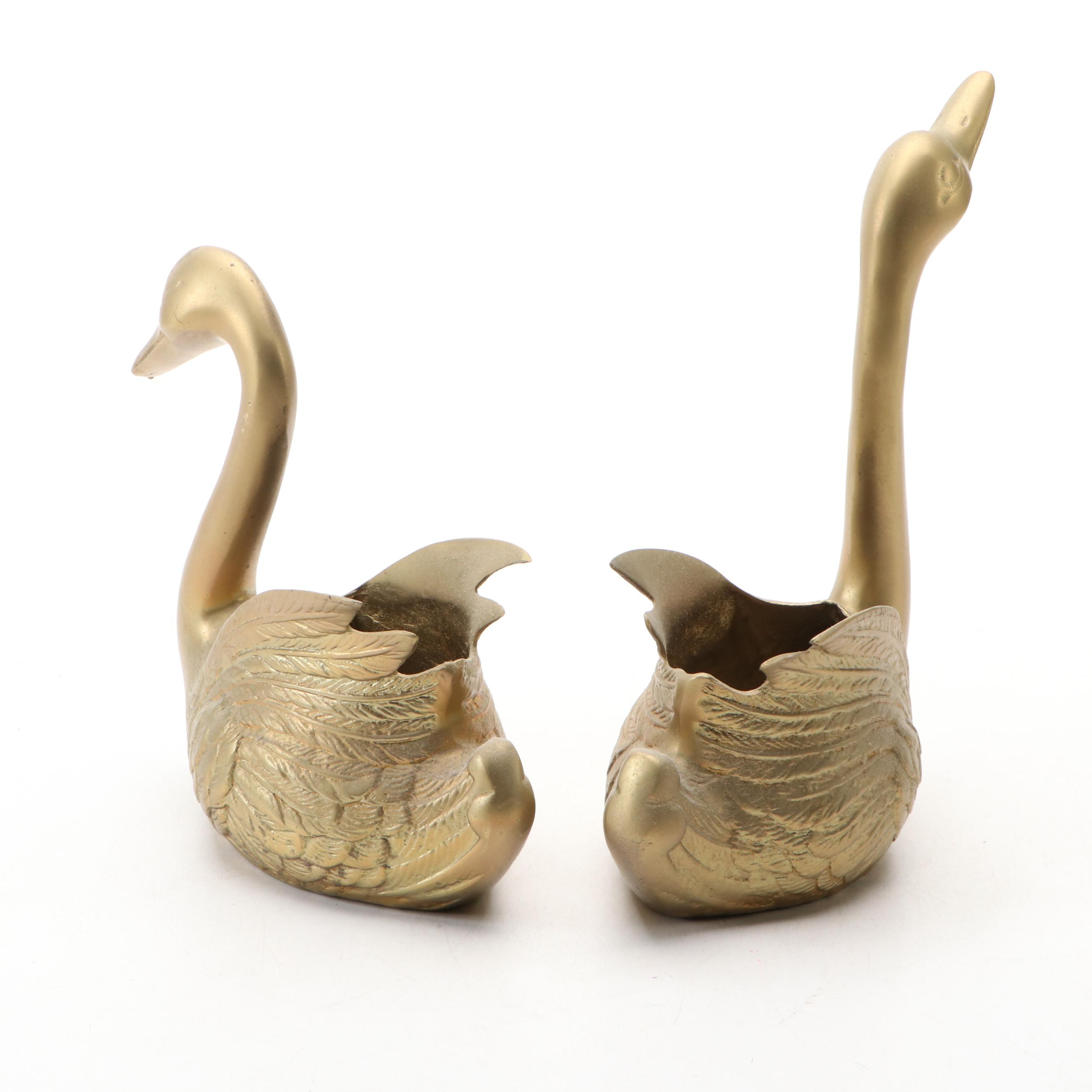 Brass Swan Planters, Mid to Late 20th Century