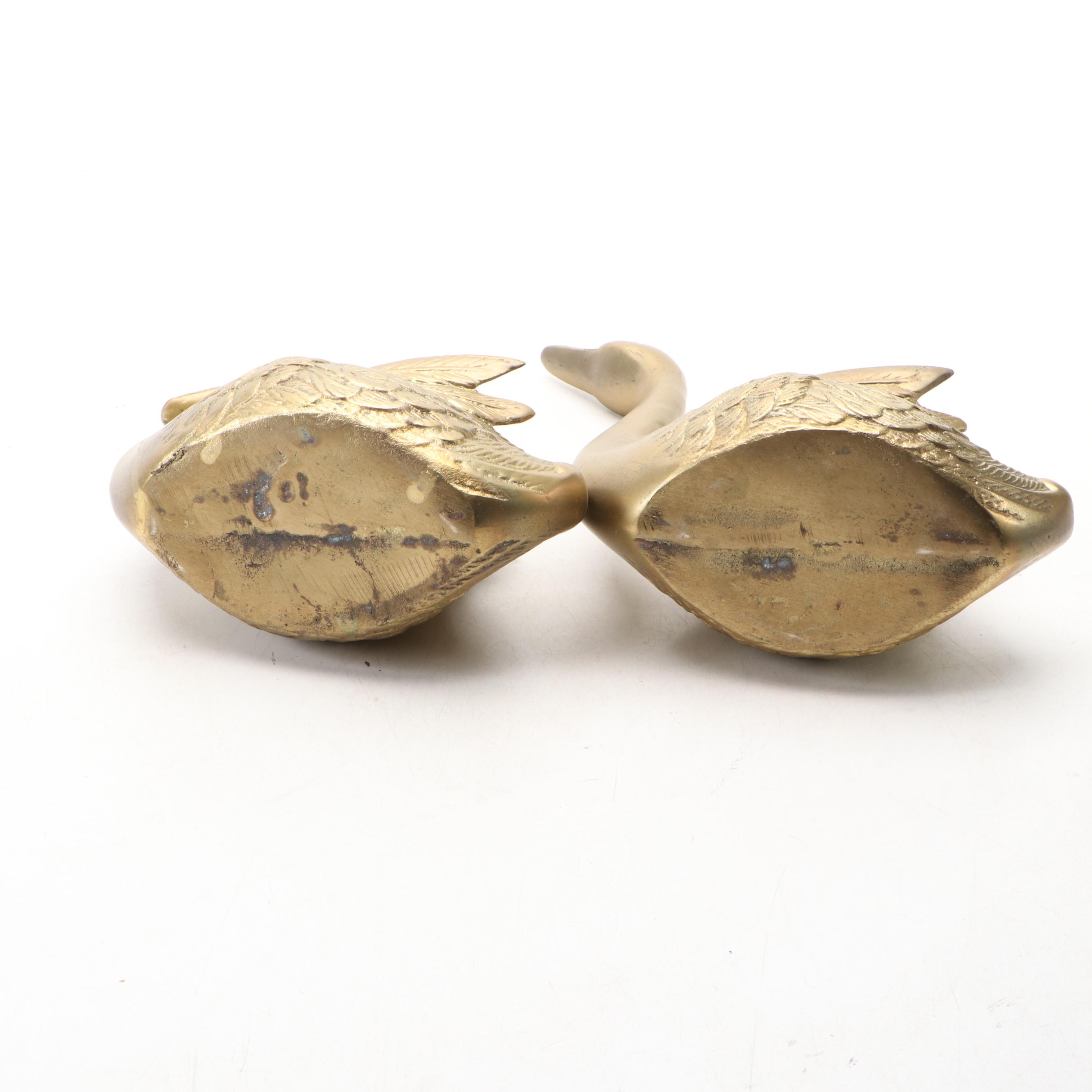 Brass Swan Planters, Mid to Late 20th Century