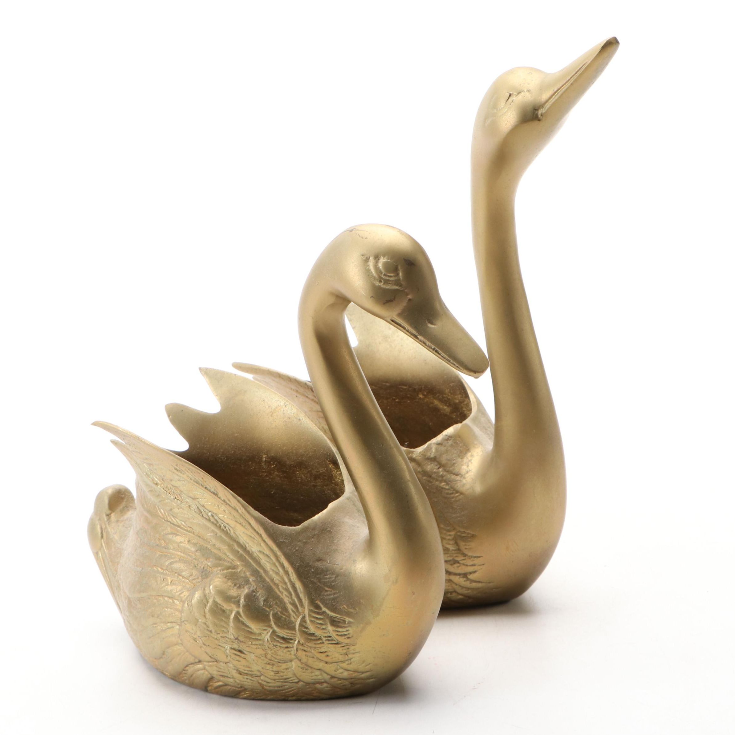 Brass Swan Planters, Mid to Late 20th Century