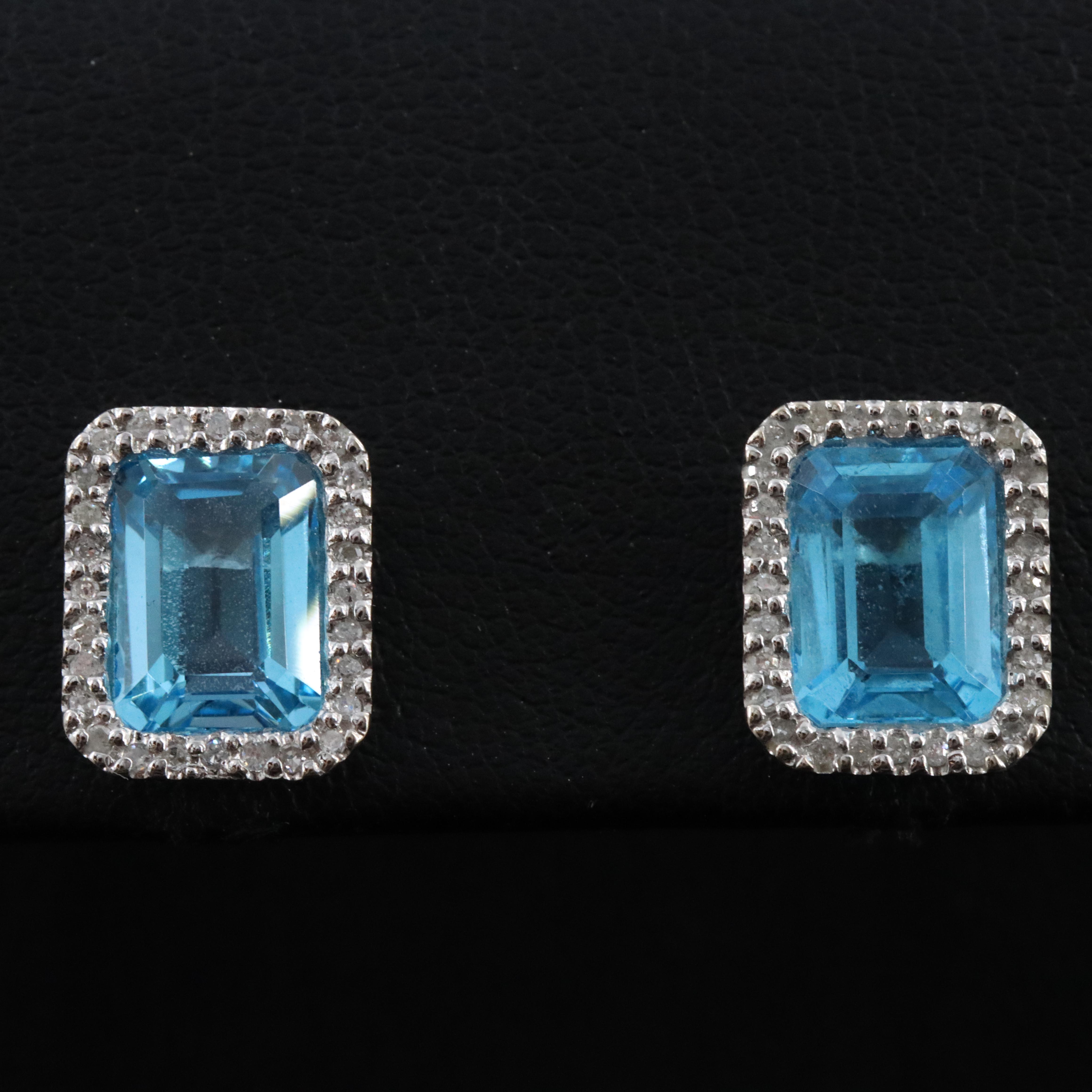 14K Topaz and Diamond Earrings