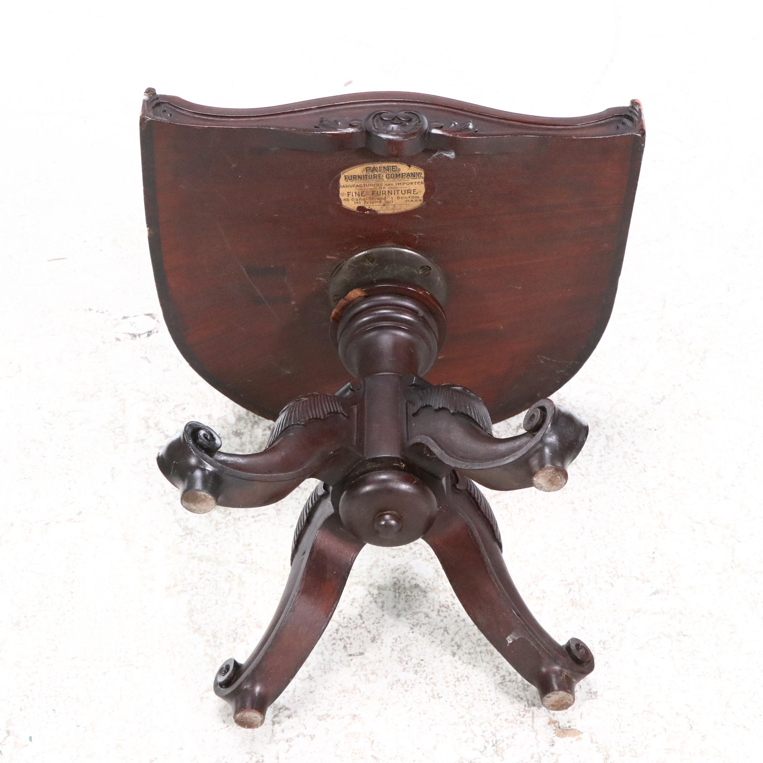 Paine Furniture Co. Carved Mahogany Lyre-Back Swivel-Lift Desk Chair, Circa 1900
