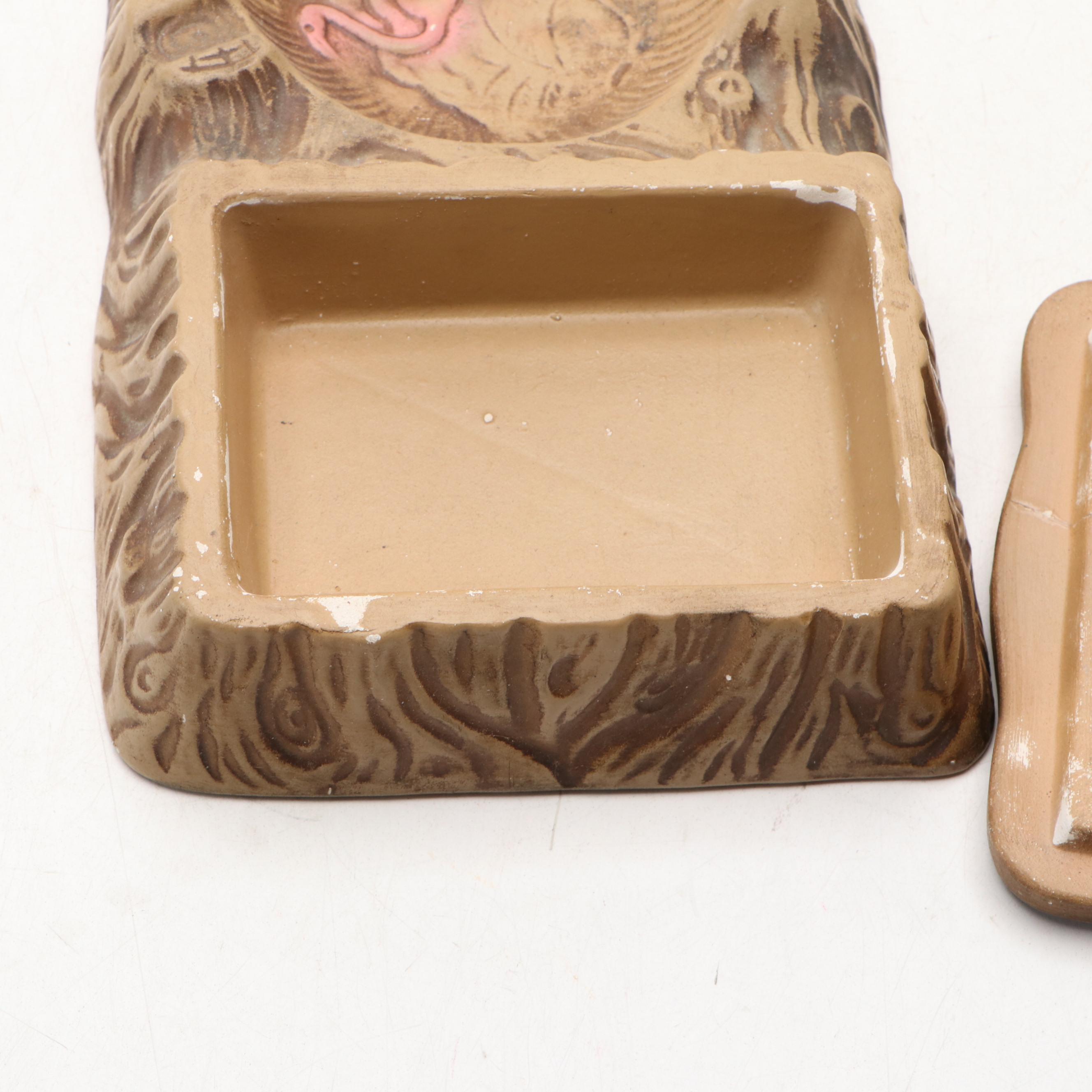 Florida Souvenir Shell Embellished Desk Lamp with Ashtray Box, Mid-20th Century