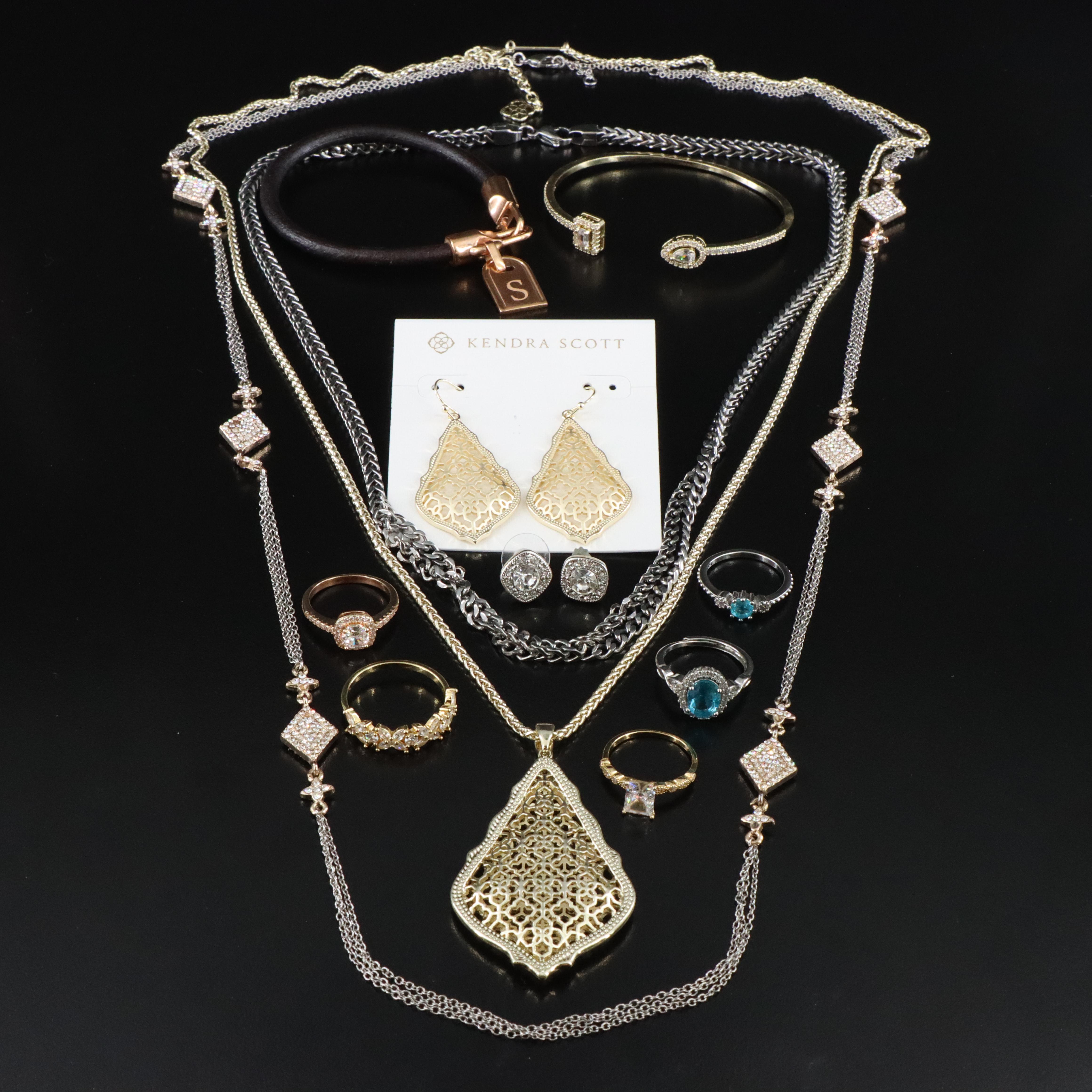 Kendra Scott Featured in Costume Lot with Sterling CZ, Glass and Rhinestone