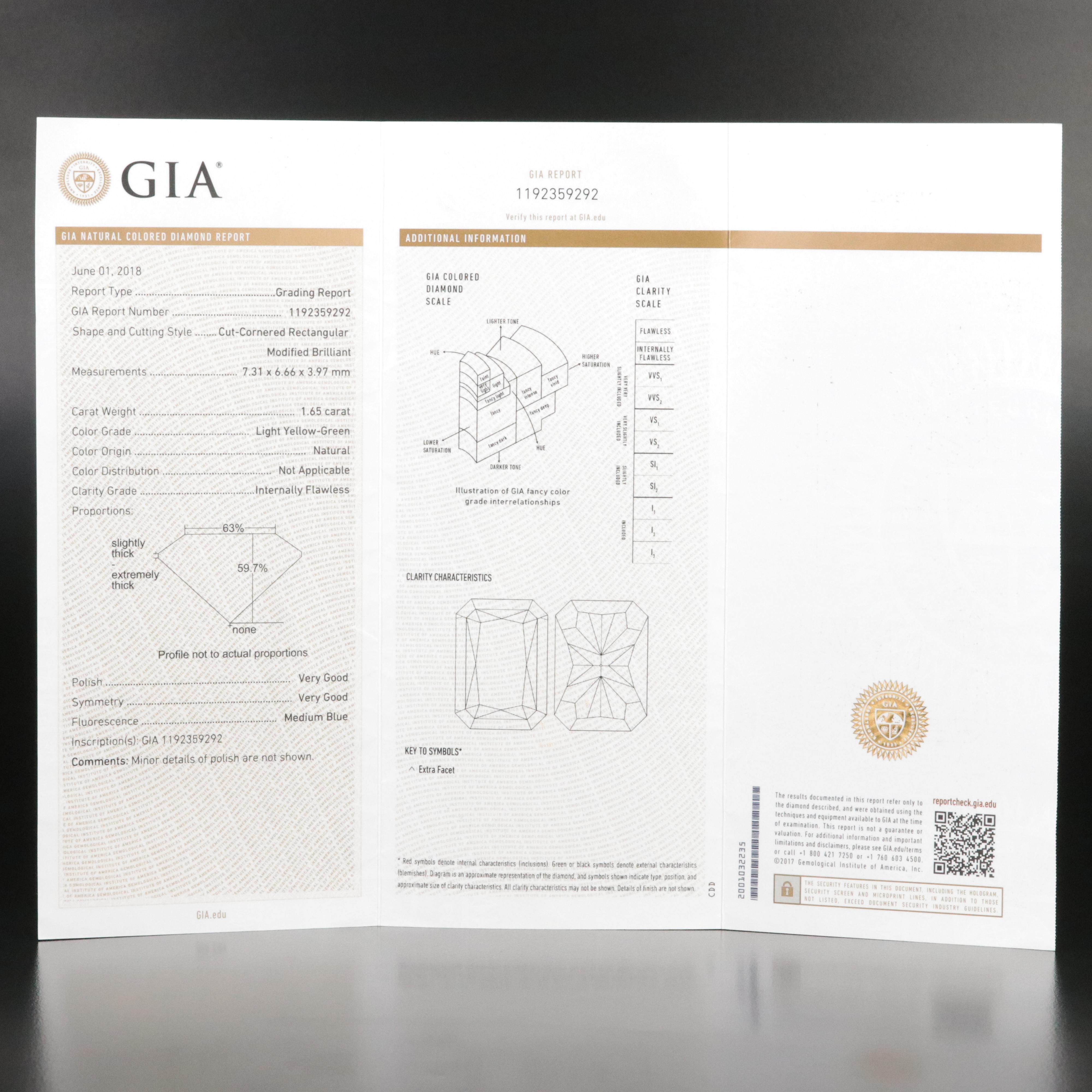 14K 1.65 CT Internally Flawless Colored Diamond Ring with GIA Report