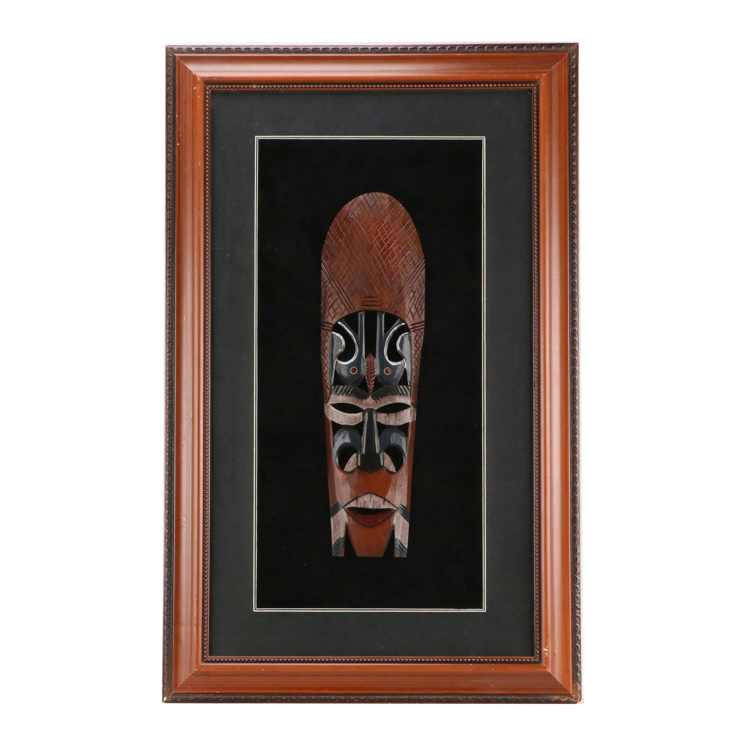 Indonesian Style Polychromed Wood Mask in Shadowbox Frame, 21st Century