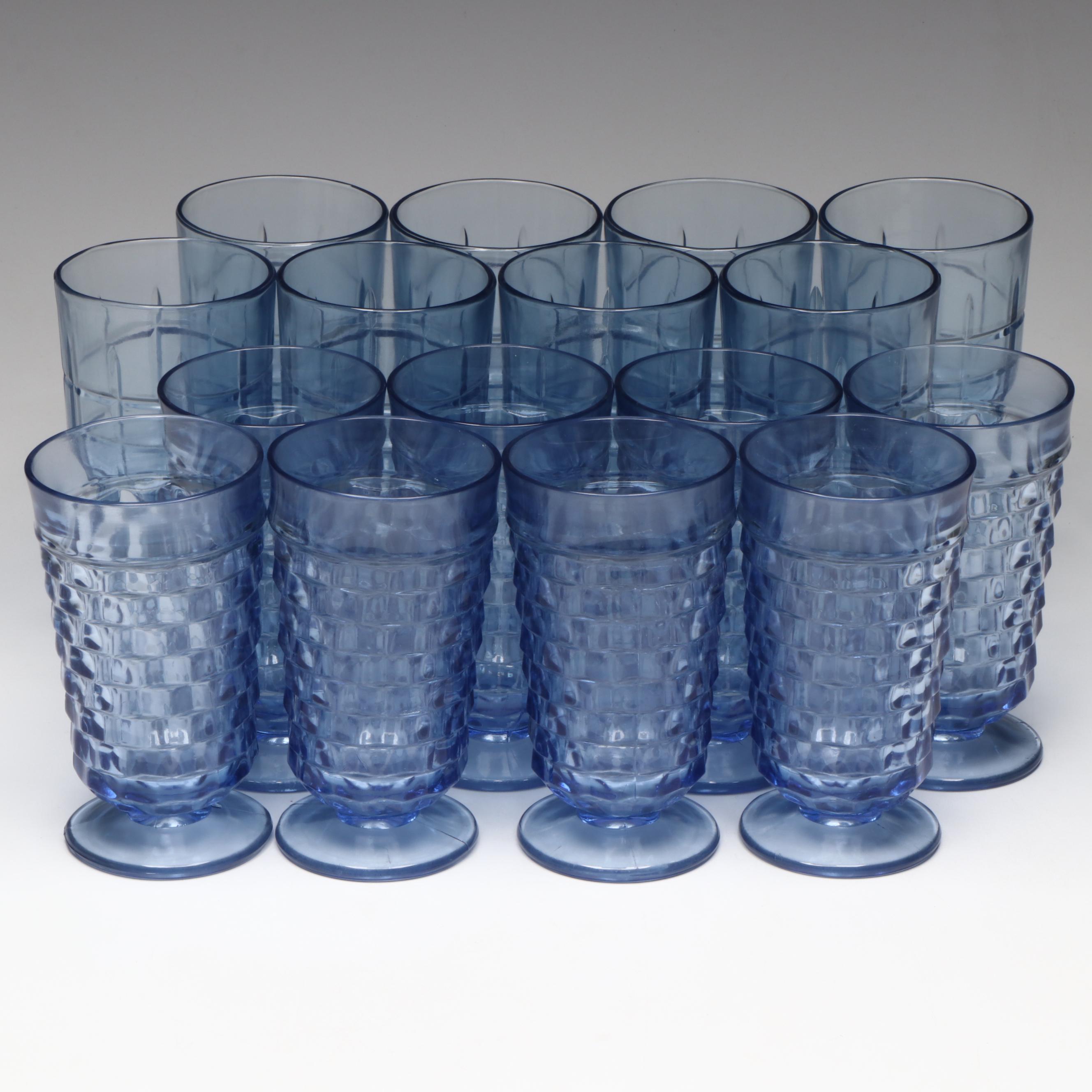 Colony Whitehall Light Blue Iced Tea and Anchor Hocking Tartan Blueberry Glasses