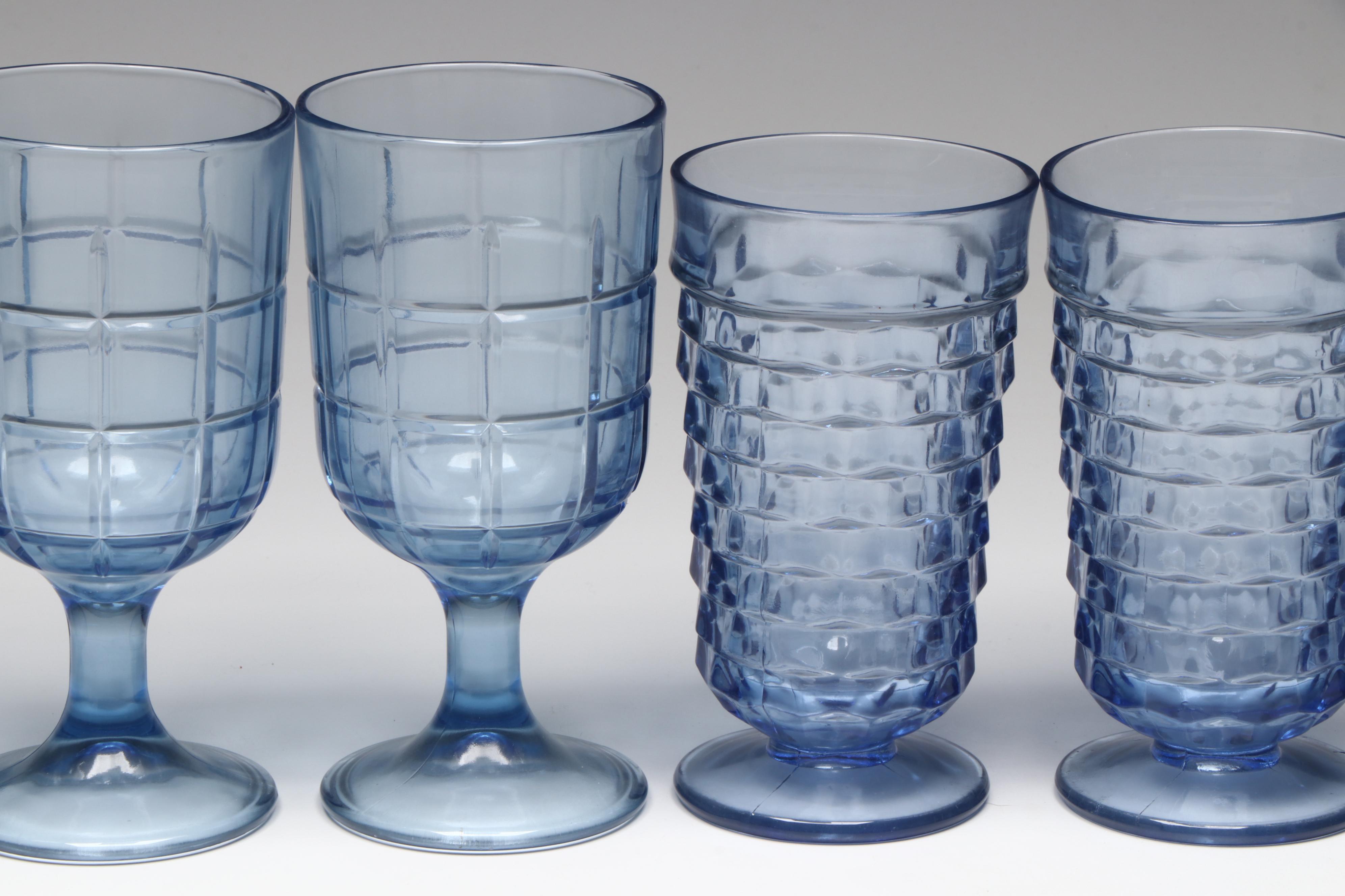 Colony Whitehall Light Blue Iced Tea and Anchor Hocking Tartan Blueberry Glasses