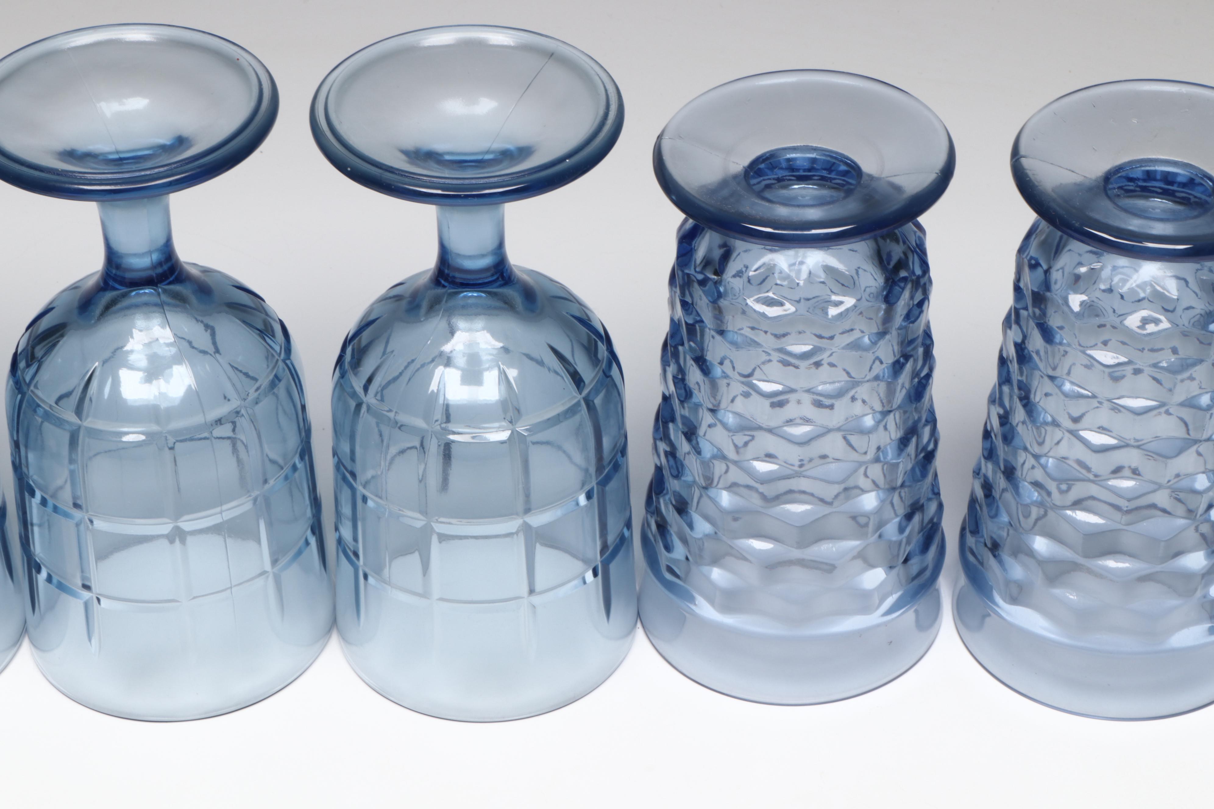 Colony Whitehall Light Blue Iced Tea and Anchor Hocking Tartan Blueberry Glasses