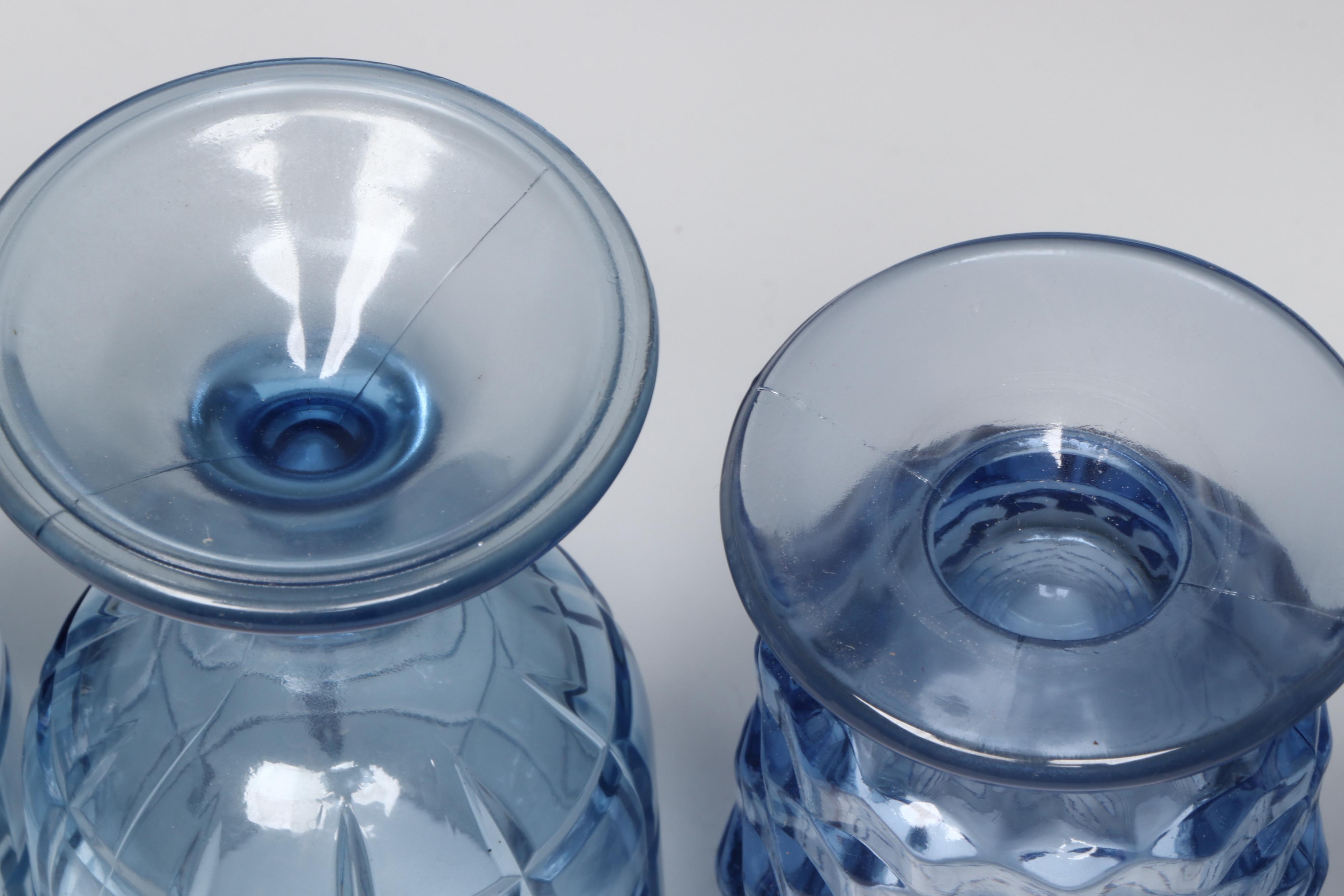 Colony Whitehall Light Blue Iced Tea and Anchor Hocking Tartan Blueberry Glasses