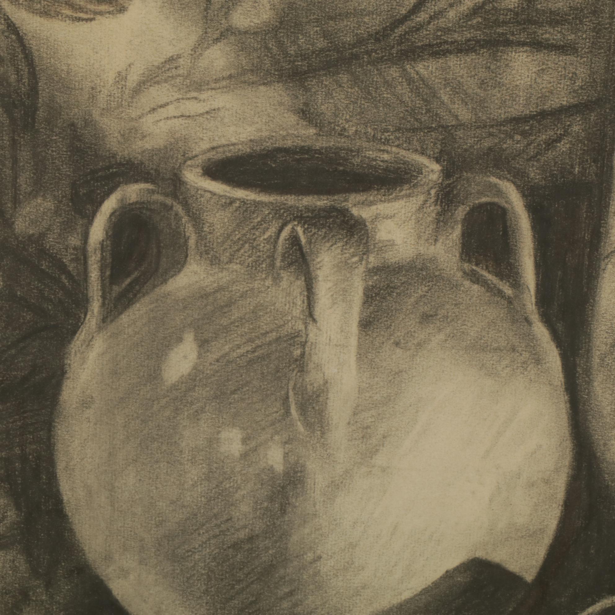 Charcoal Still Life Drawing Signed J. P. Albert