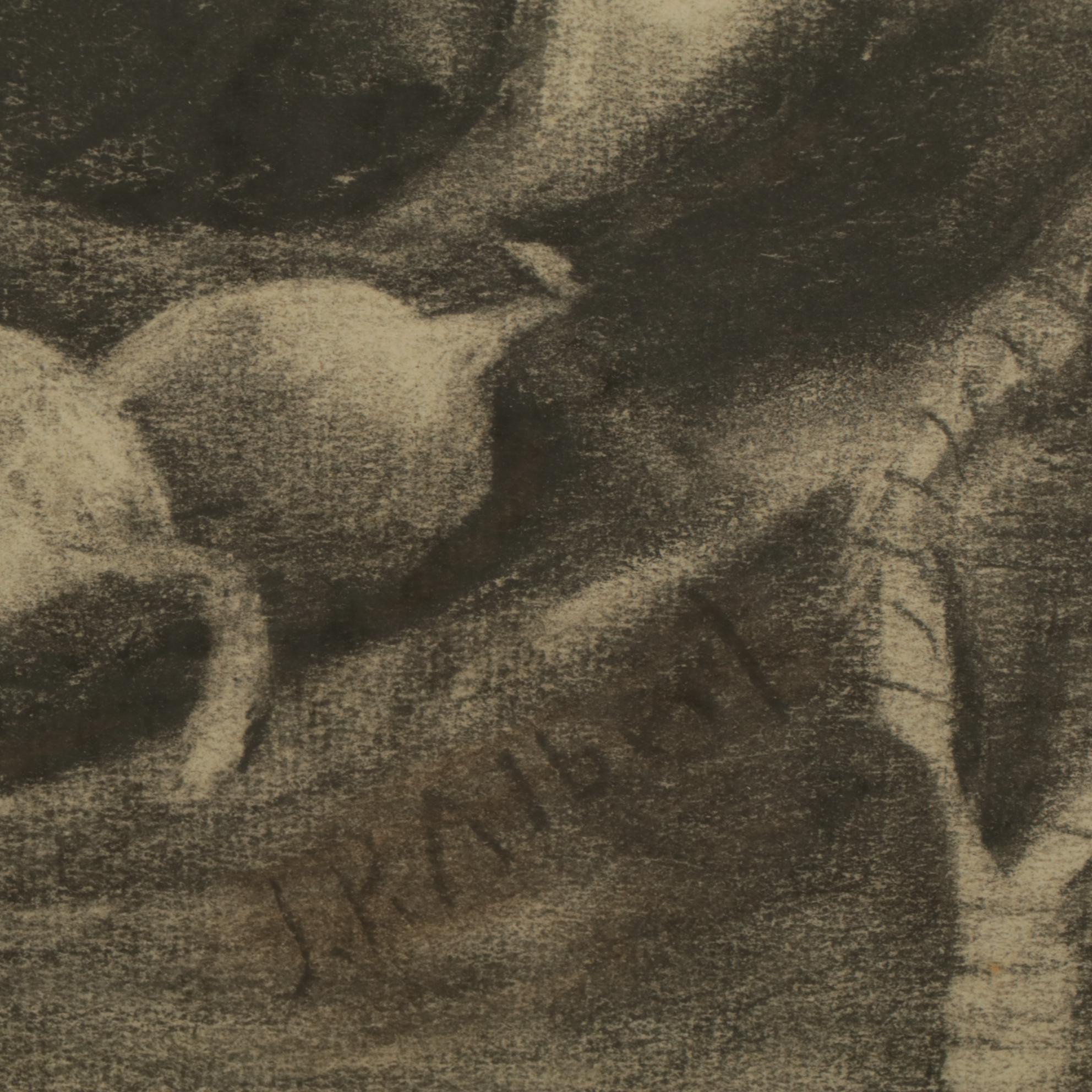 Charcoal Still Life Drawing Signed J. P. Albert