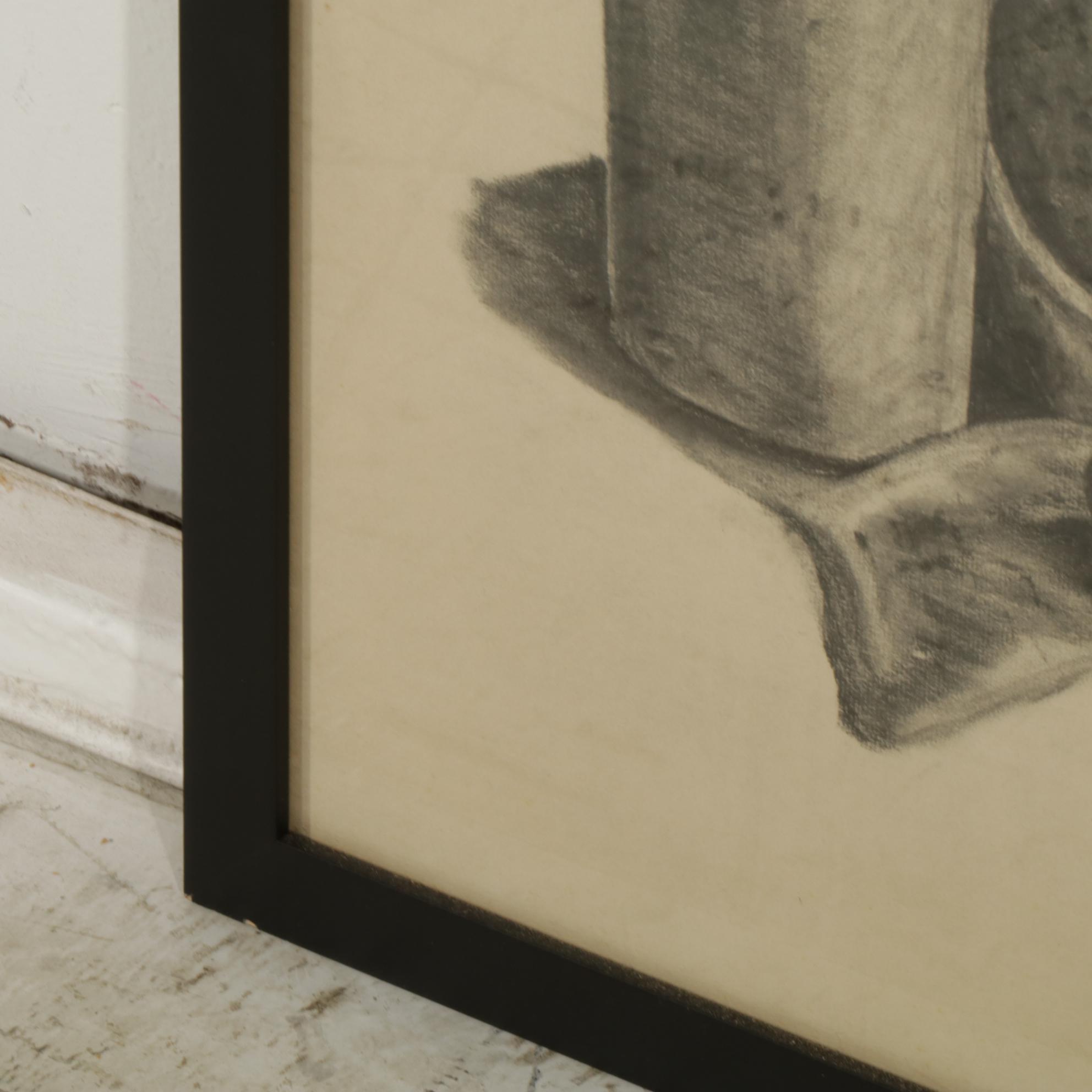 J. Paul Albert Still Life with Pottery Graphite Drawing on Paper