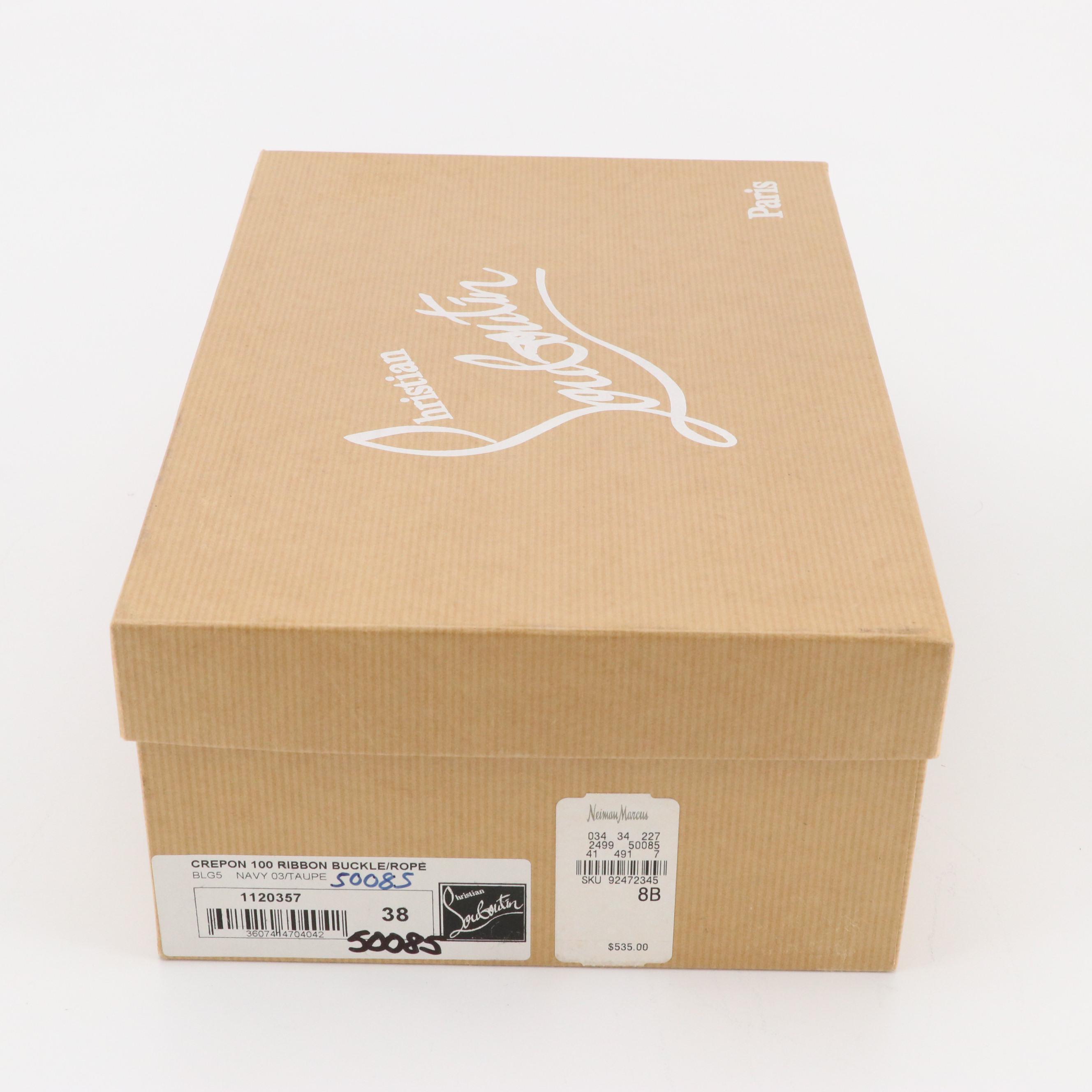 Christian Louboutin Crepon 100 Espadrilles with Buckle Printed Ribbon Straps