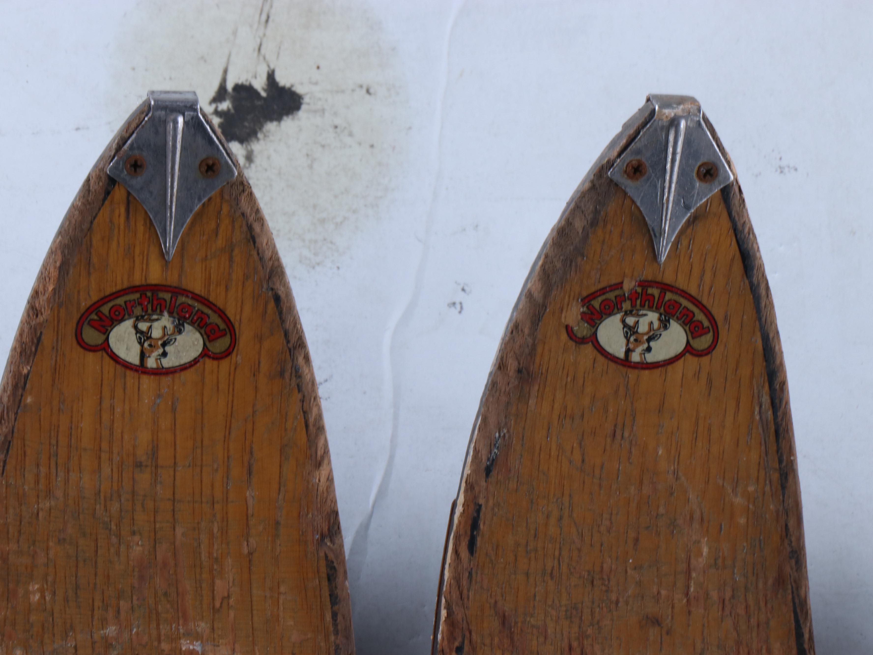 Northland and Monarch Wood Skis with Ski Boots, Mid to Late 20th Century