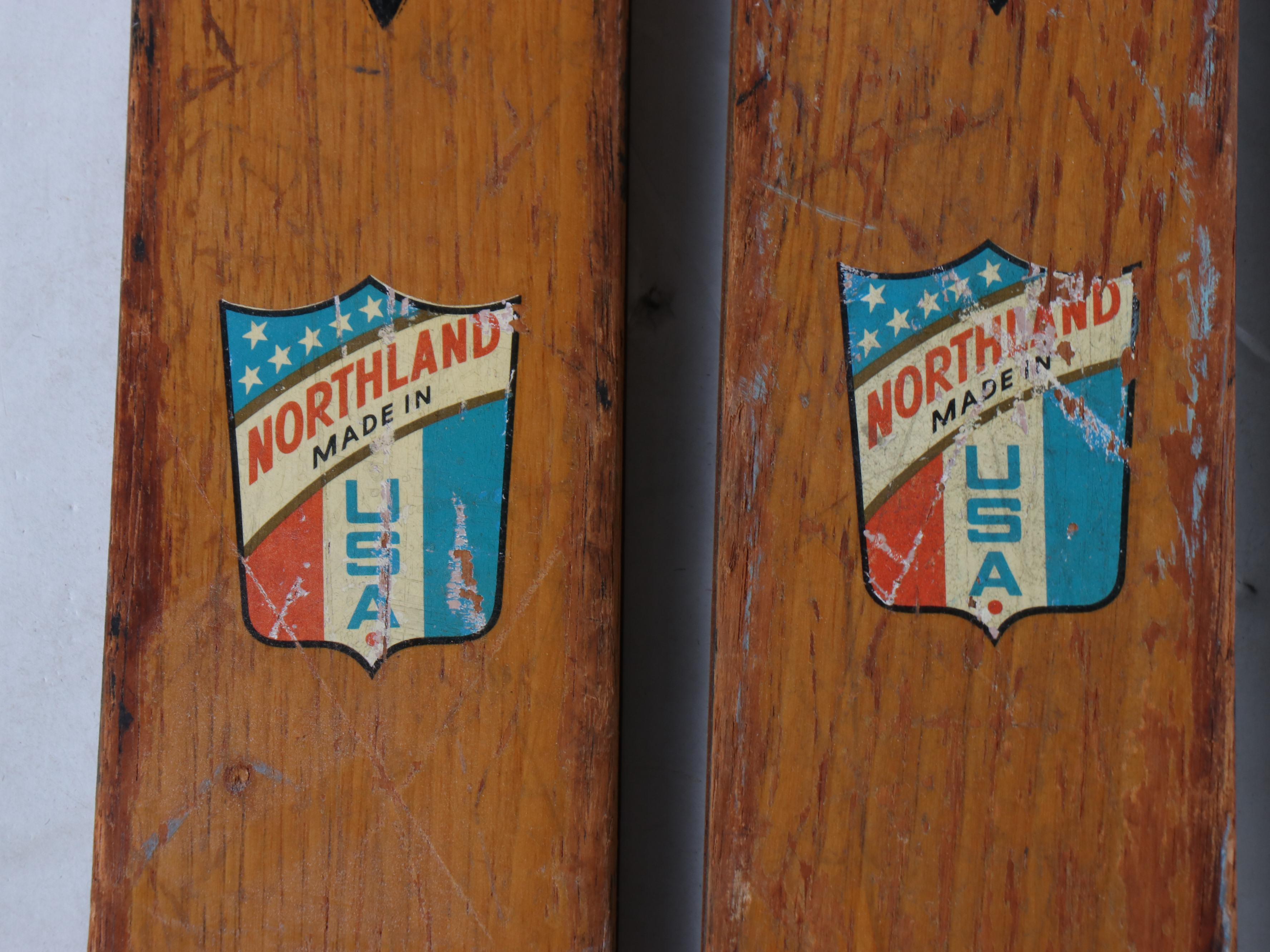 Northland and Monarch Wood Skis with Ski Boots, Mid to Late 20th Century