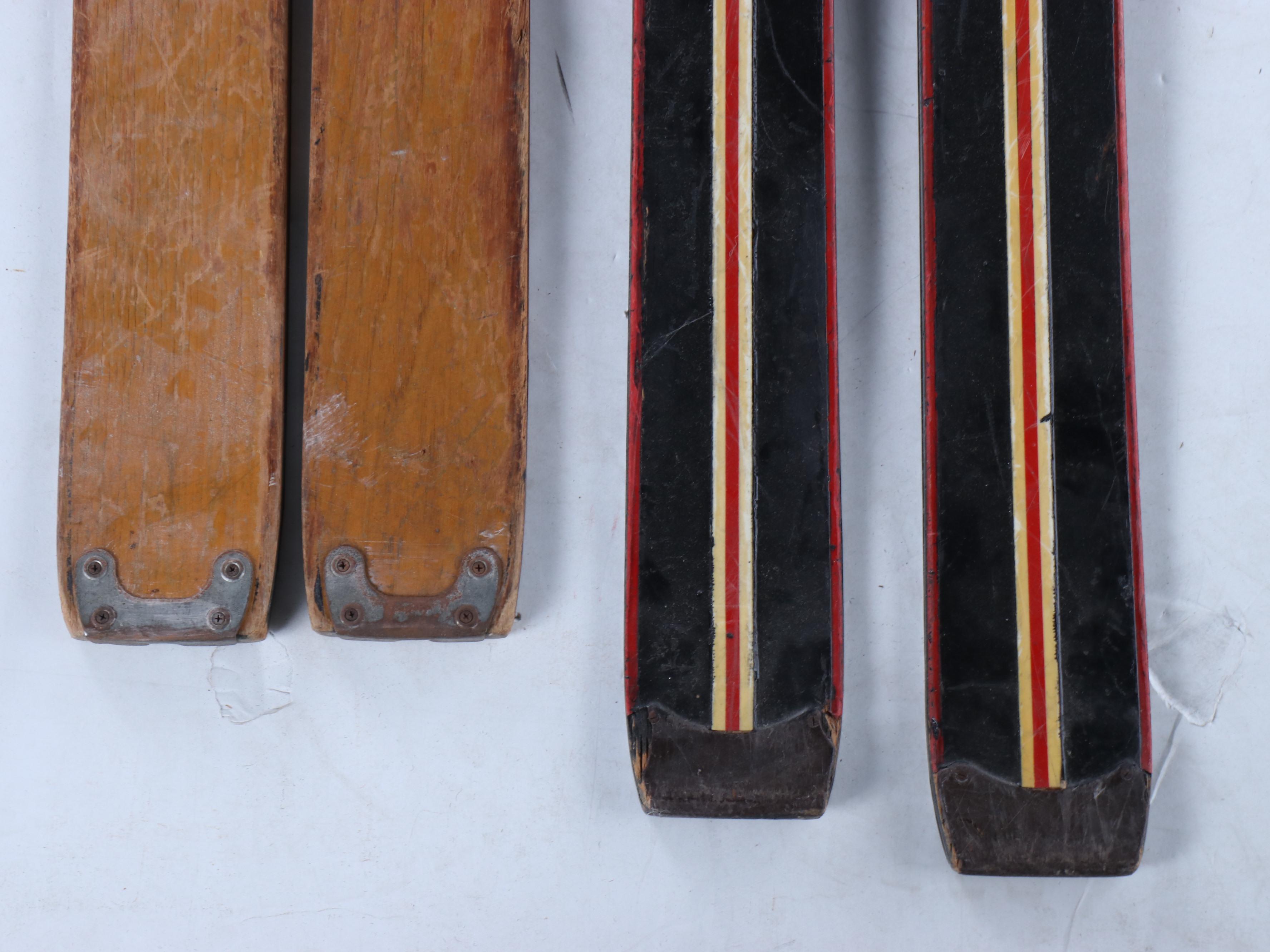 Northland and Monarch Wood Skis with Ski Boots, Mid to Late 20th Century