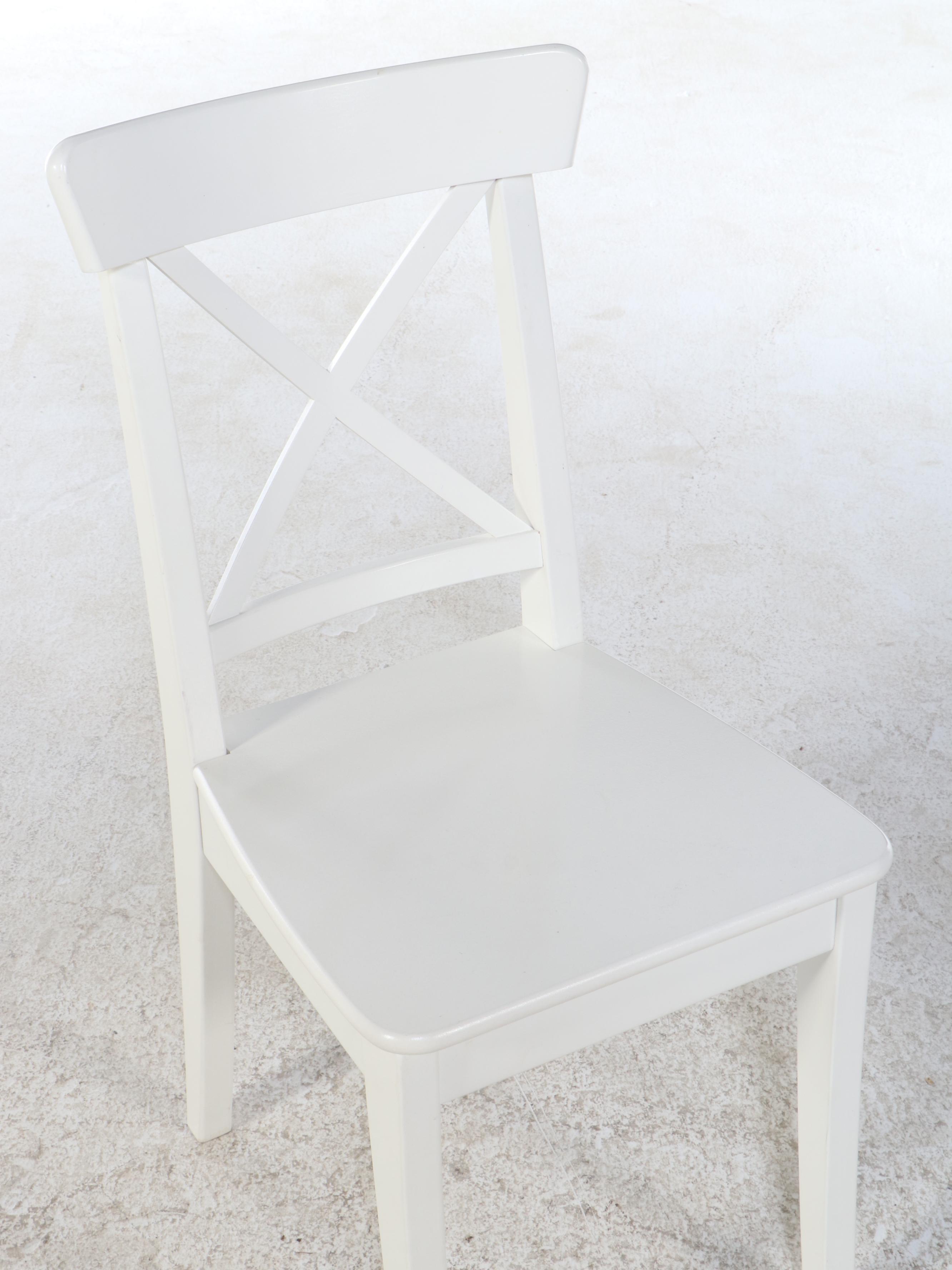 Seven-Piece Wooden Dining Set, Pottery Barn table with IKEA "Ingolf" Chairs