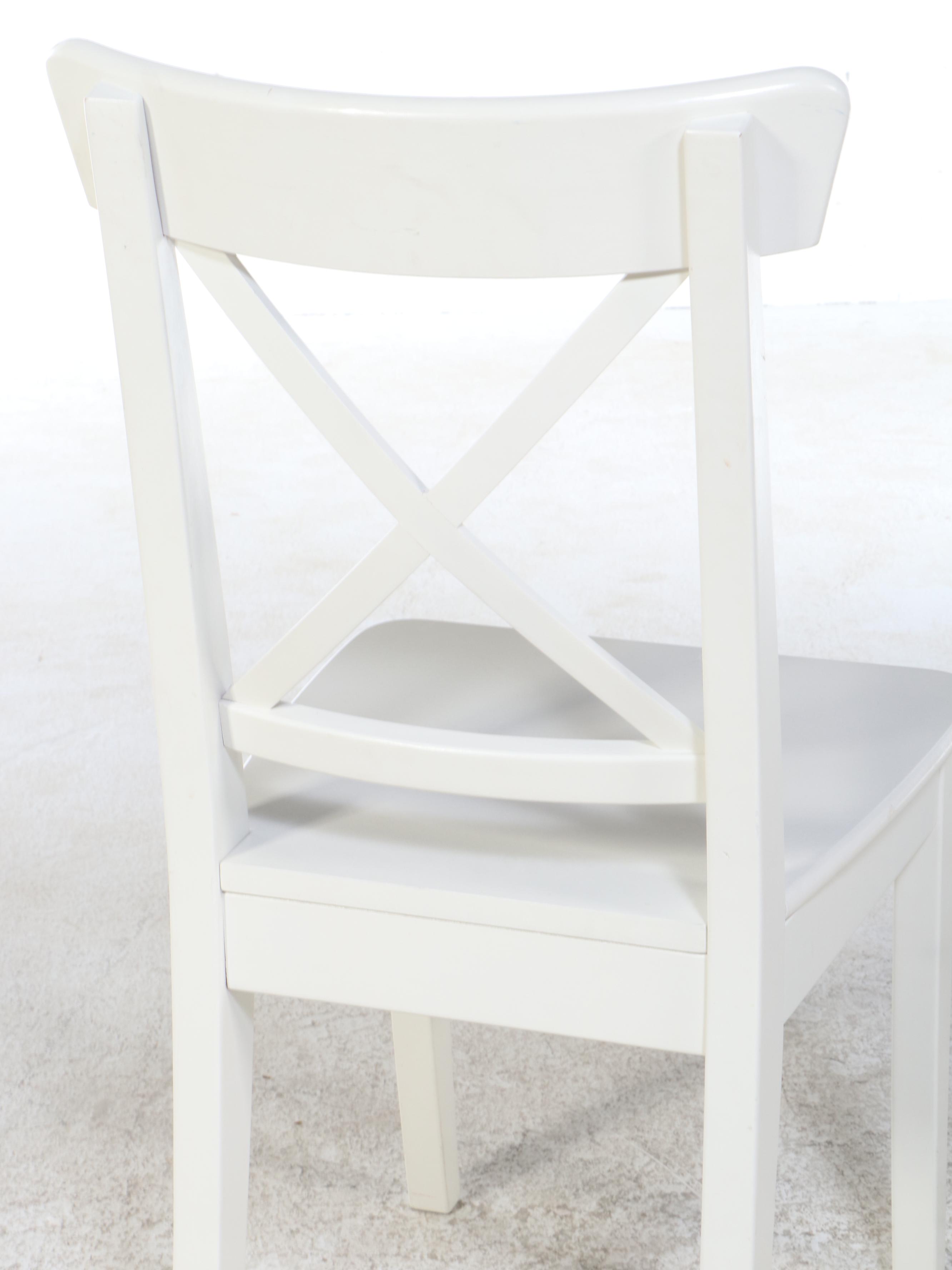 Seven-Piece Wooden Dining Set, Pottery Barn table with IKEA "Ingolf" Chairs