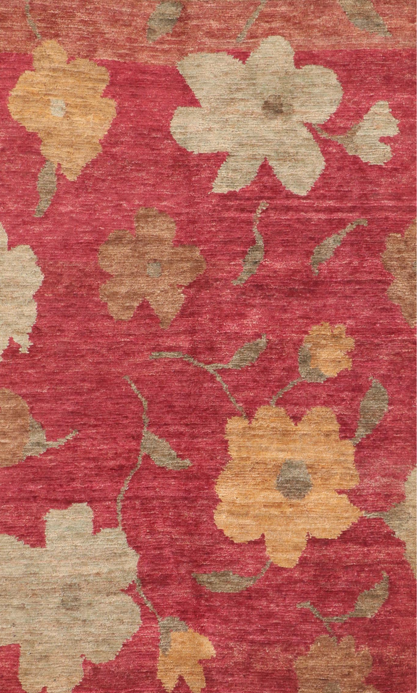 5'1 x 8'1 Hand-Knotted Indian Floral Jute Area Rug