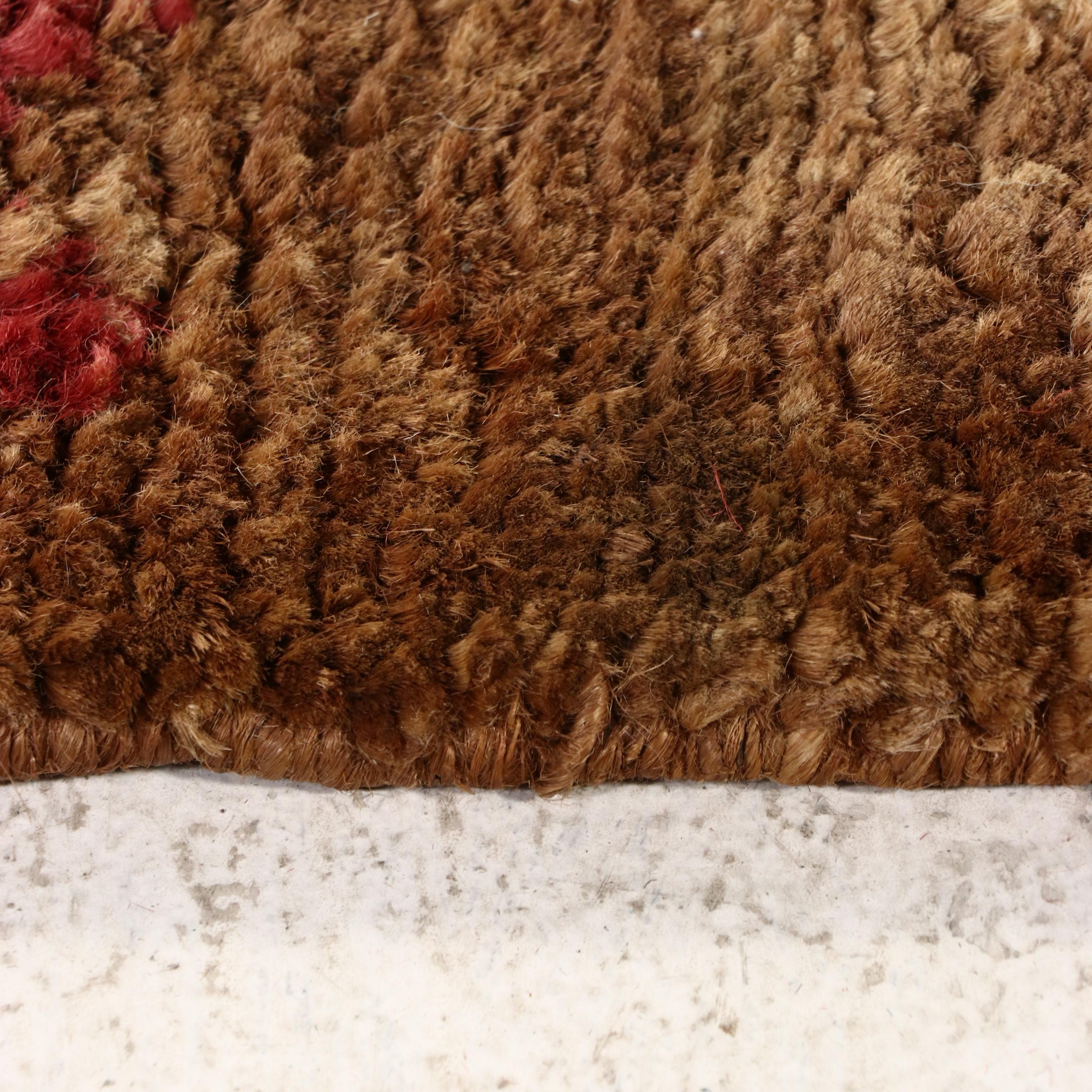 5'1 x 8'1 Hand-Knotted Indian Floral Jute Area Rug