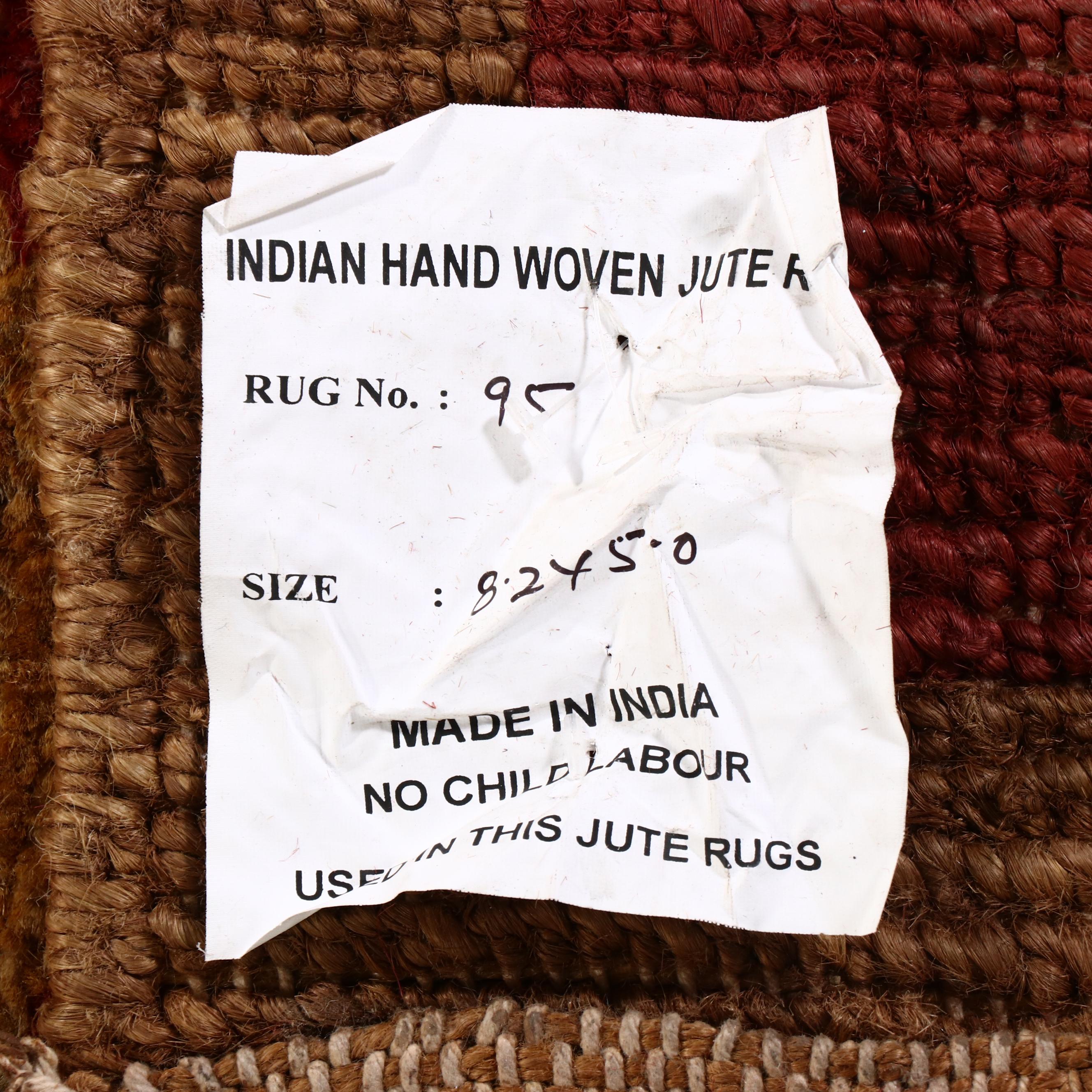 5'1 x 8'1 Hand-Knotted Indian Floral Jute Area Rug