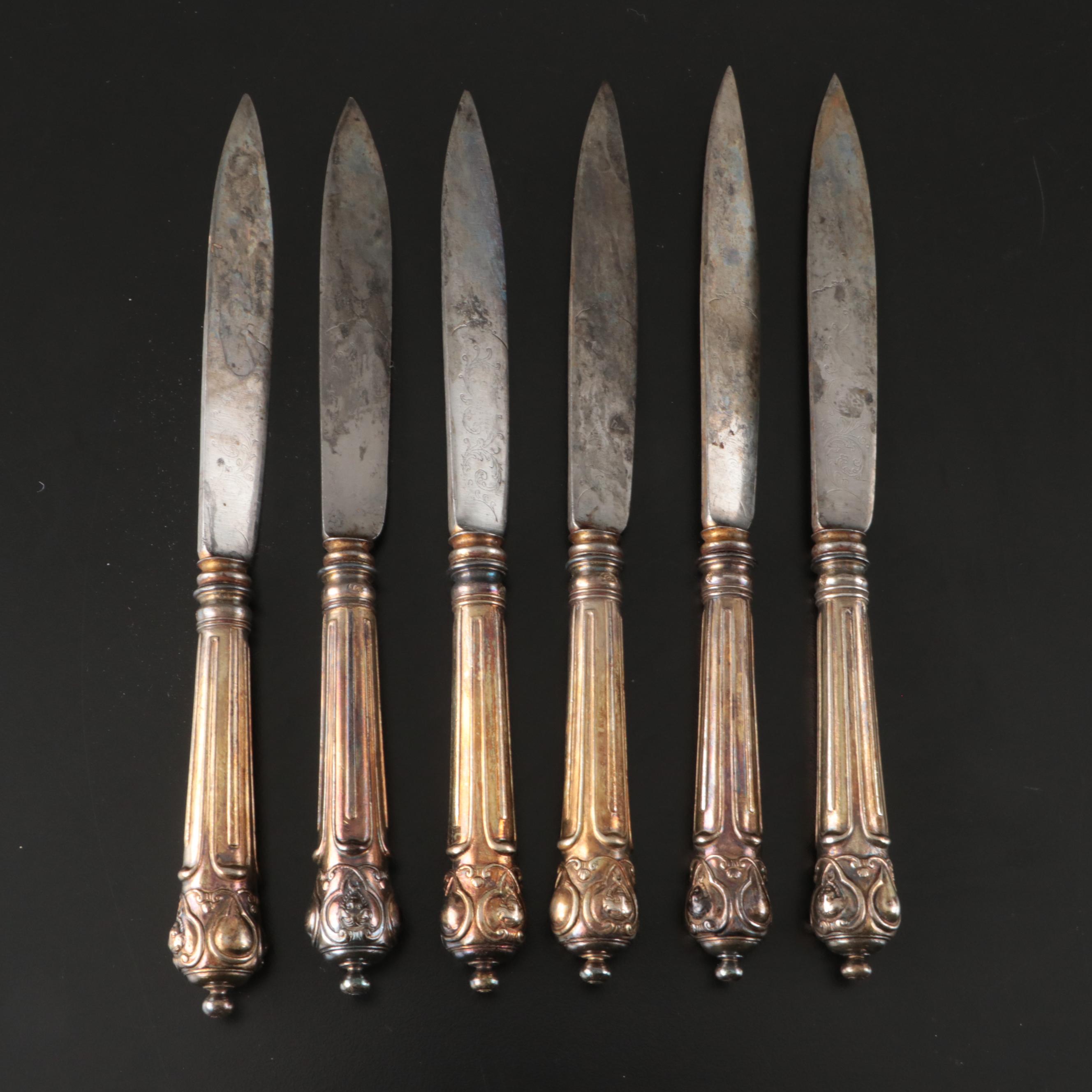 Edwardian Style Silver Plate Handled Fruit Knives with Presentation Box