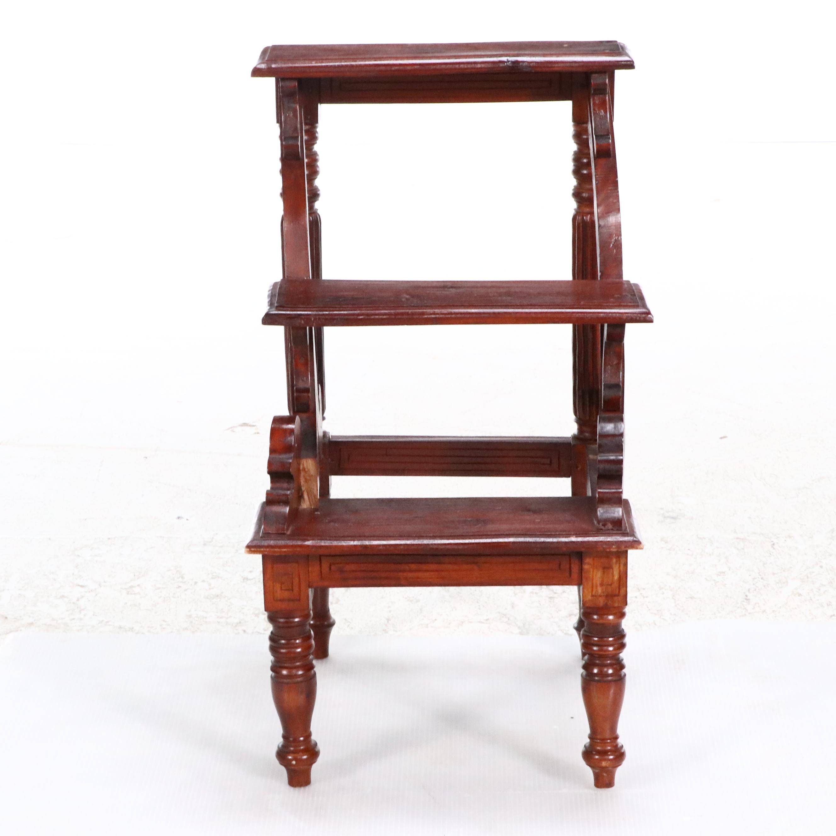 Neoclassical Style Mahogany Library Stairs, Early 20th Century