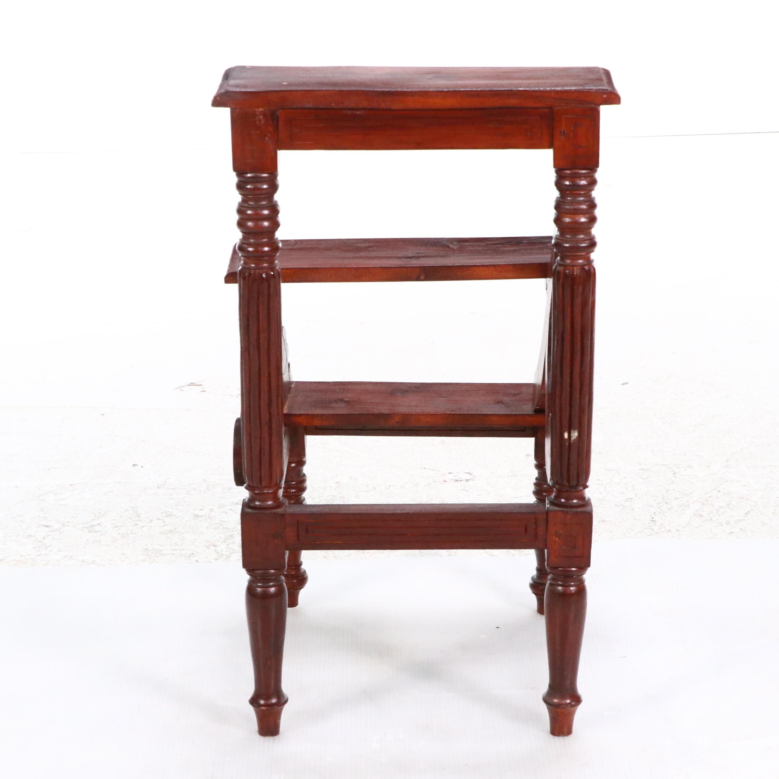 Neoclassical Style Mahogany Library Stairs, Early 20th Century