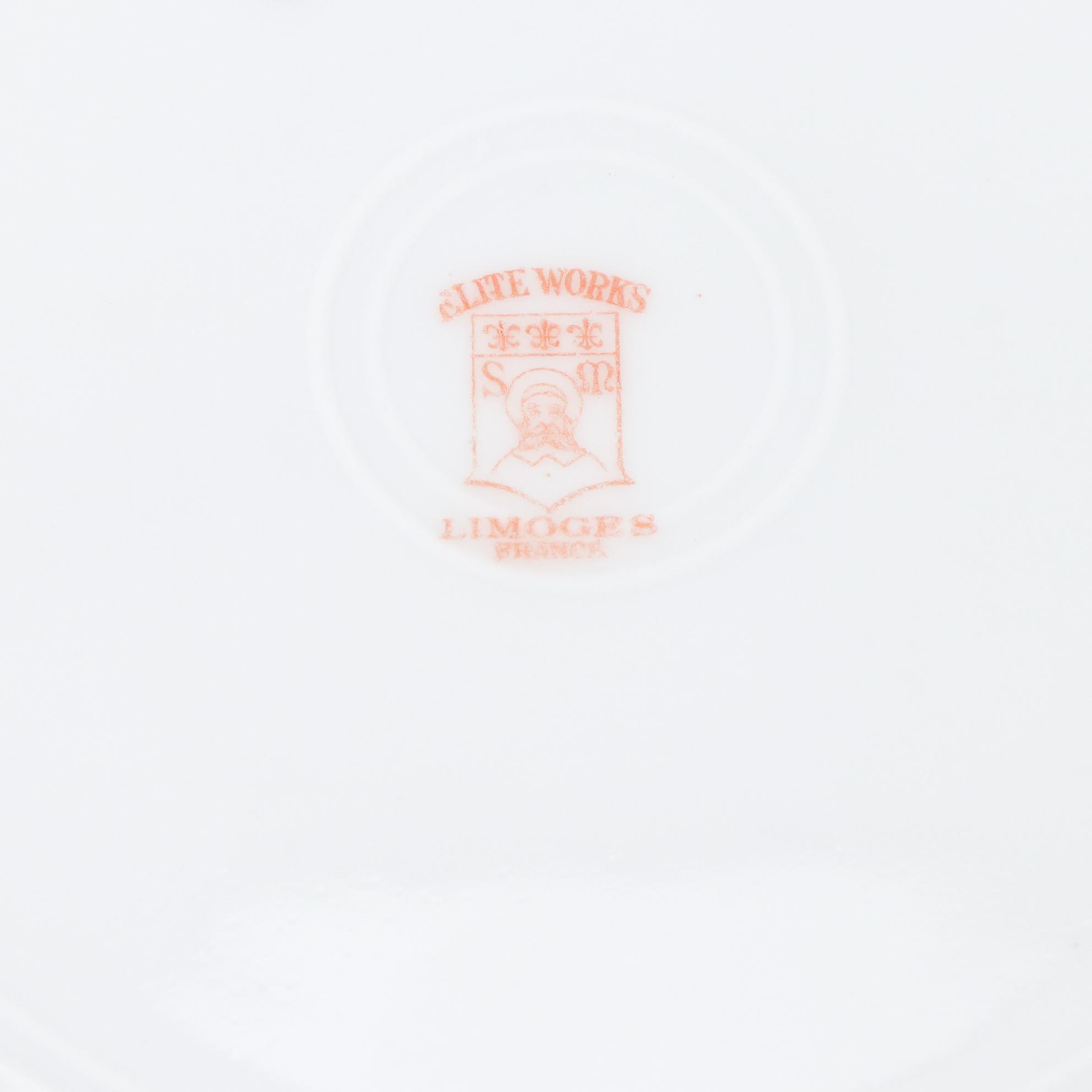 Gilt & Floral Porcelain Plates, Bowl & Vanity Box