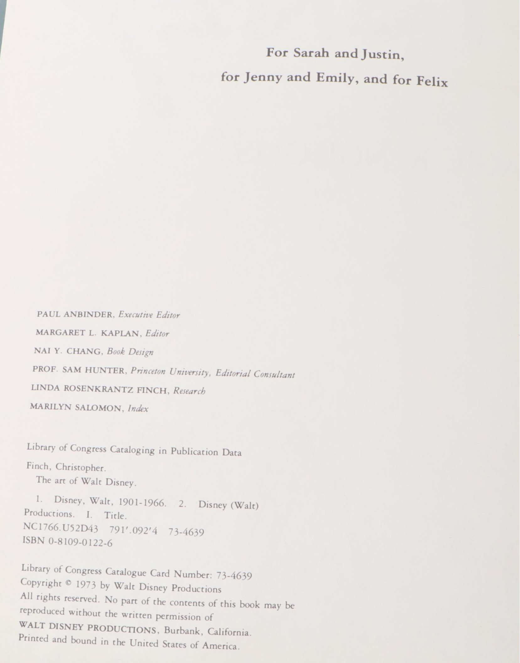 First Edition "The Art of Walt Disney" by Christopher Finch, 1973