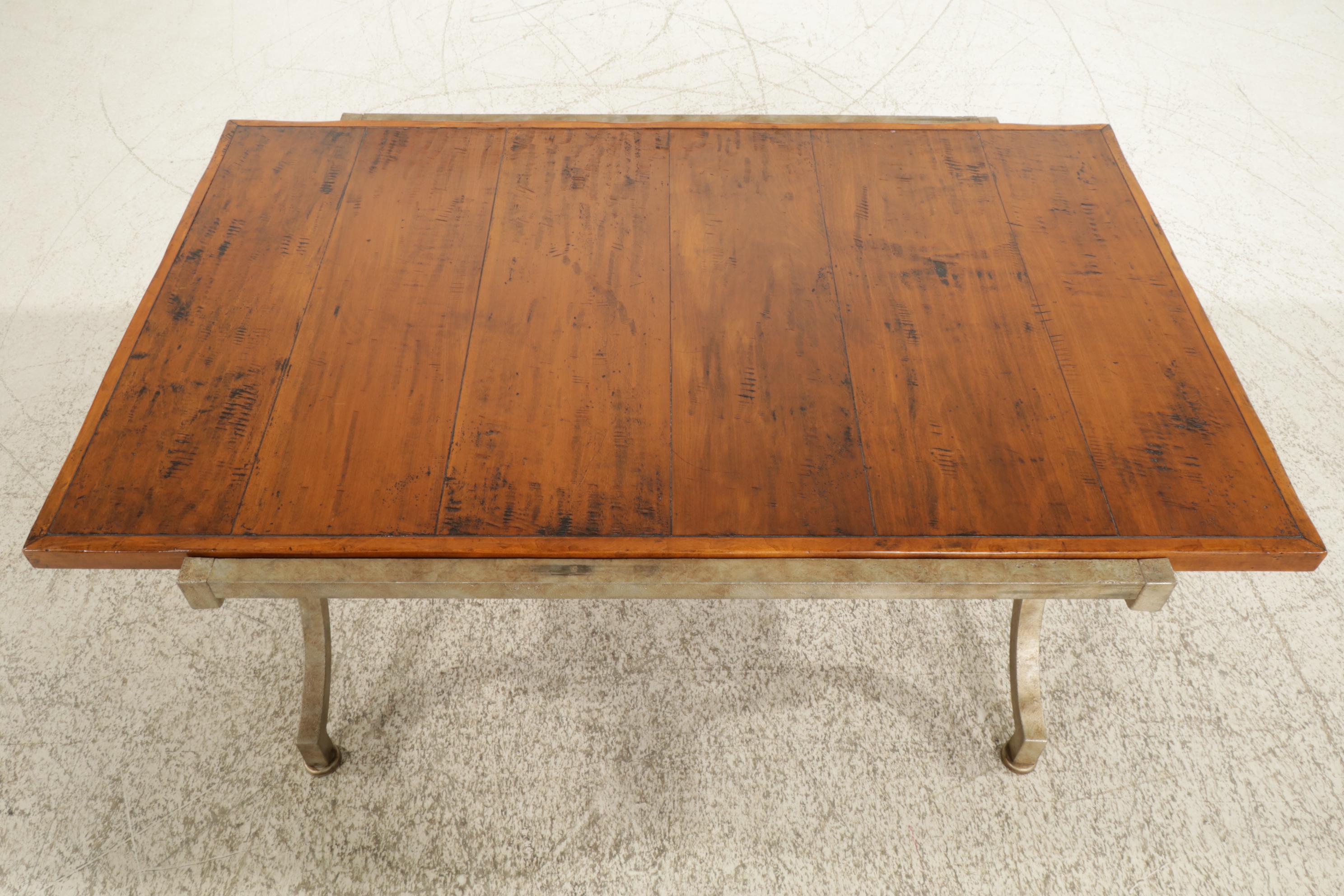 Henredon "Aquisitions" Metal and Rough Hewn Wood Coffee Table