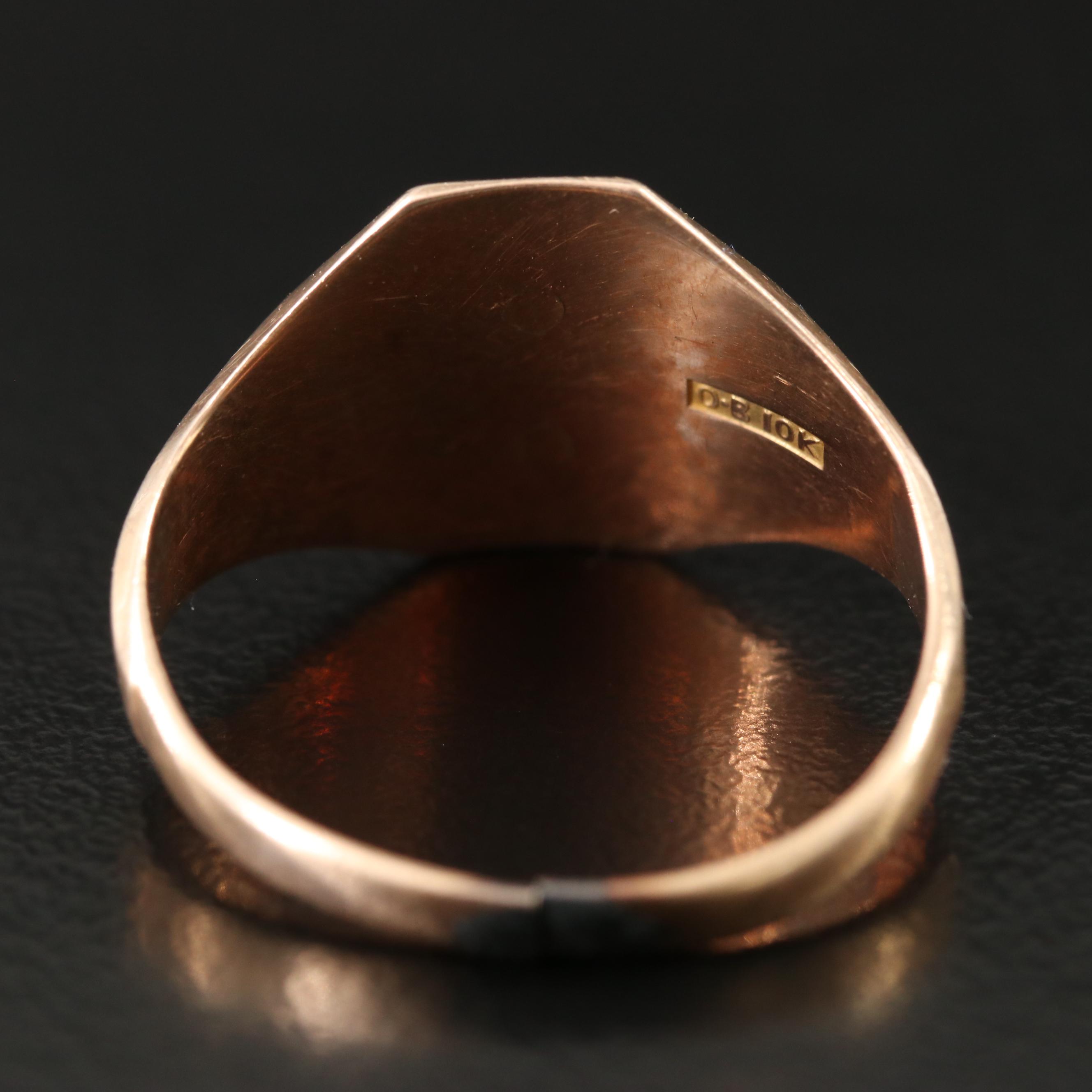 Ostby & Barton Co. 10K Rose Gold Enamel Order of Odd Fellows Fraternal Ring