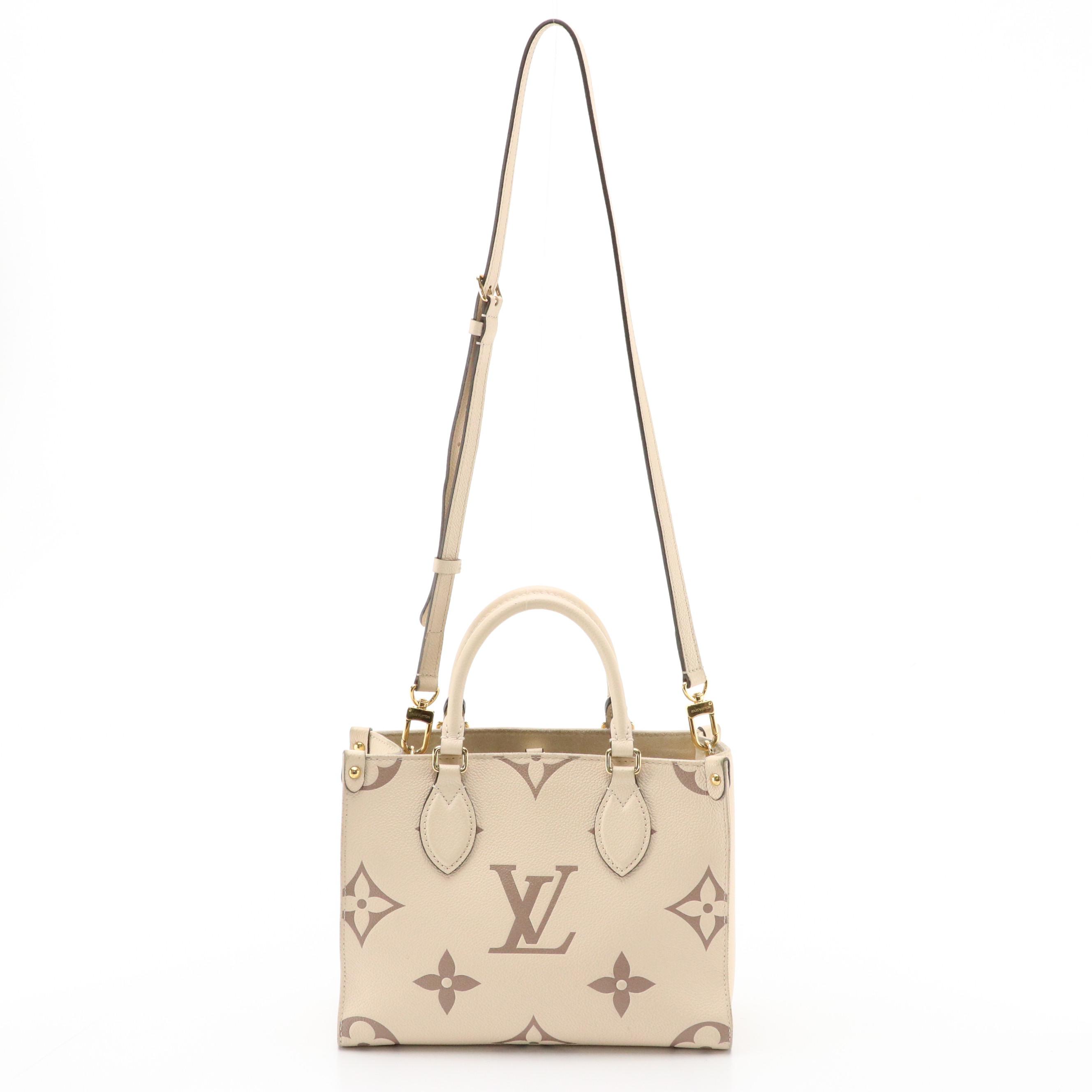 Louis Vuitton OnTheGo PM Two-Way Tote in Dove & Cream Monogram Empreinte Leather