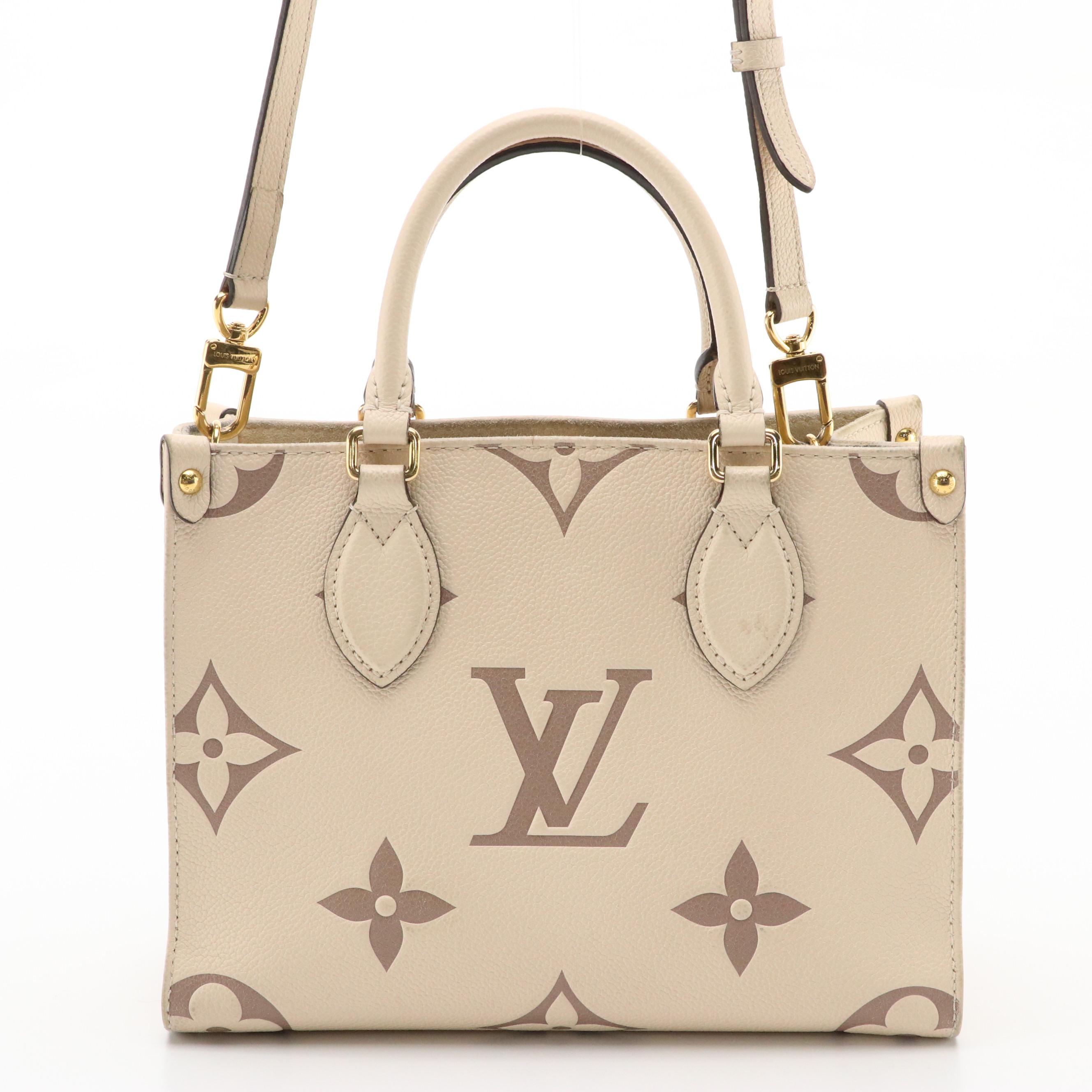 Louis Vuitton OnTheGo PM Two-Way Tote in Dove & Cream Monogram Empreinte Leather