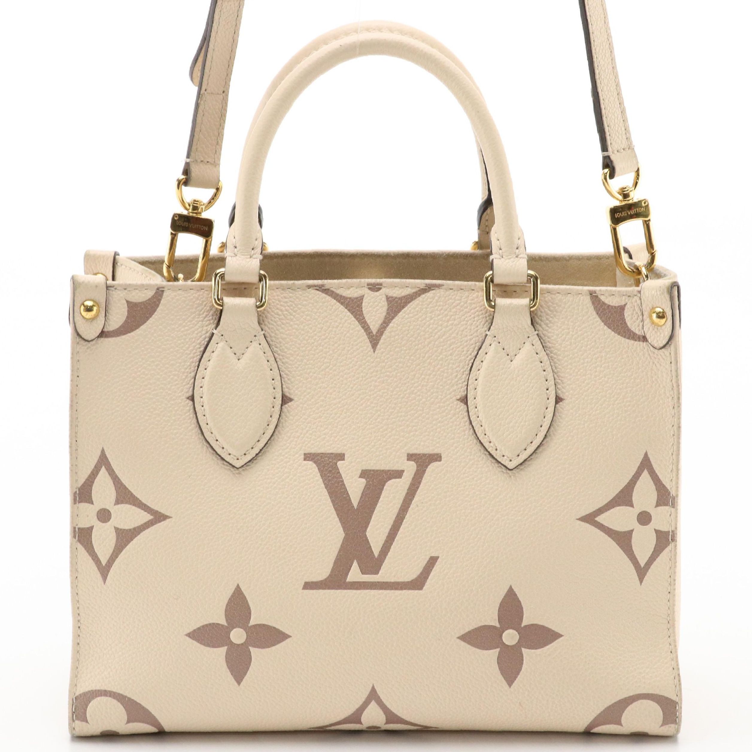 Louis Vuitton OnTheGo PM Two-Way Tote in Dove & Cream Monogram Empreinte Leather