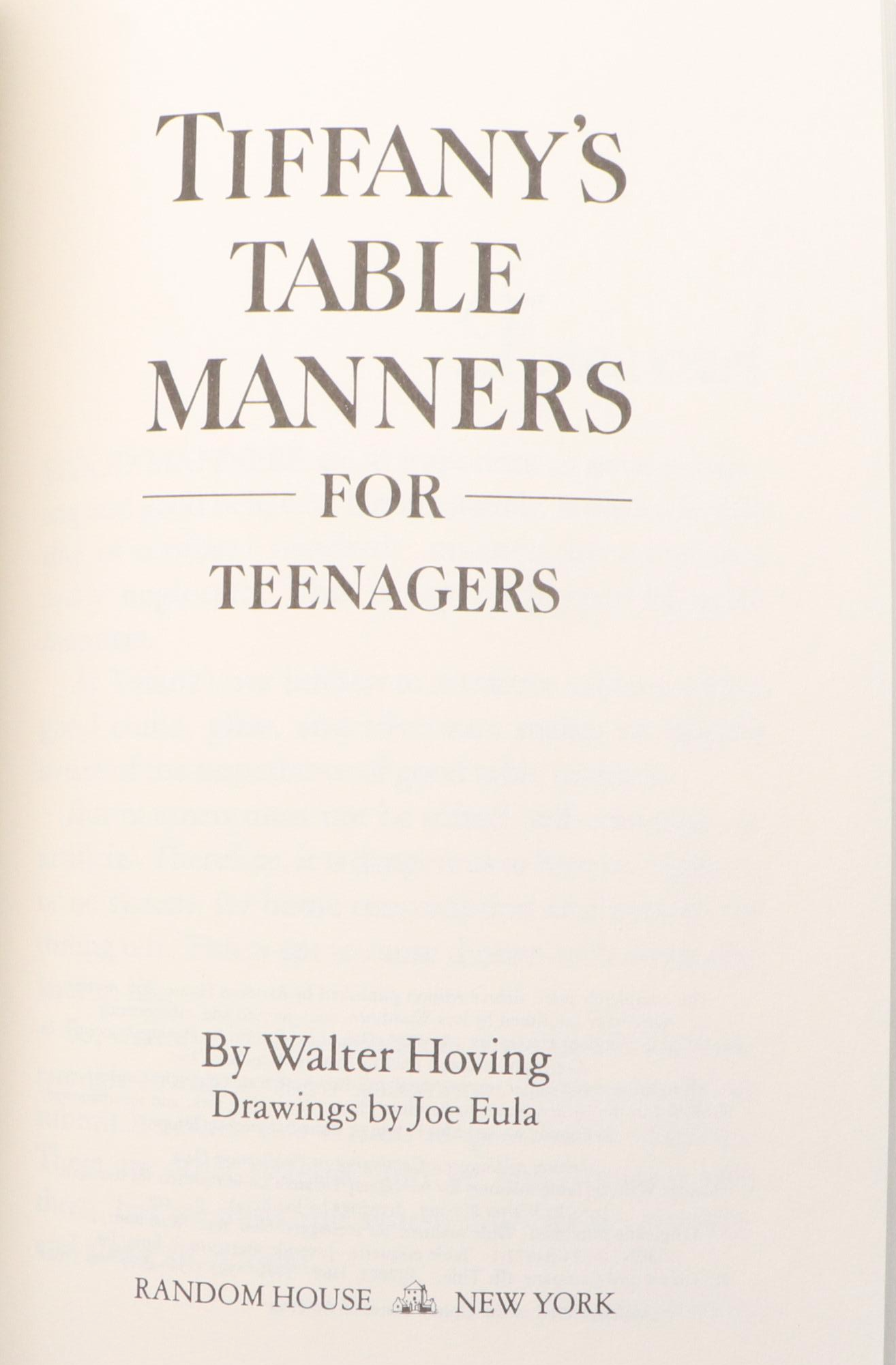 Illustrated "Tiffany's Table Manners for Teenagers" by Walter Hoving, 1989