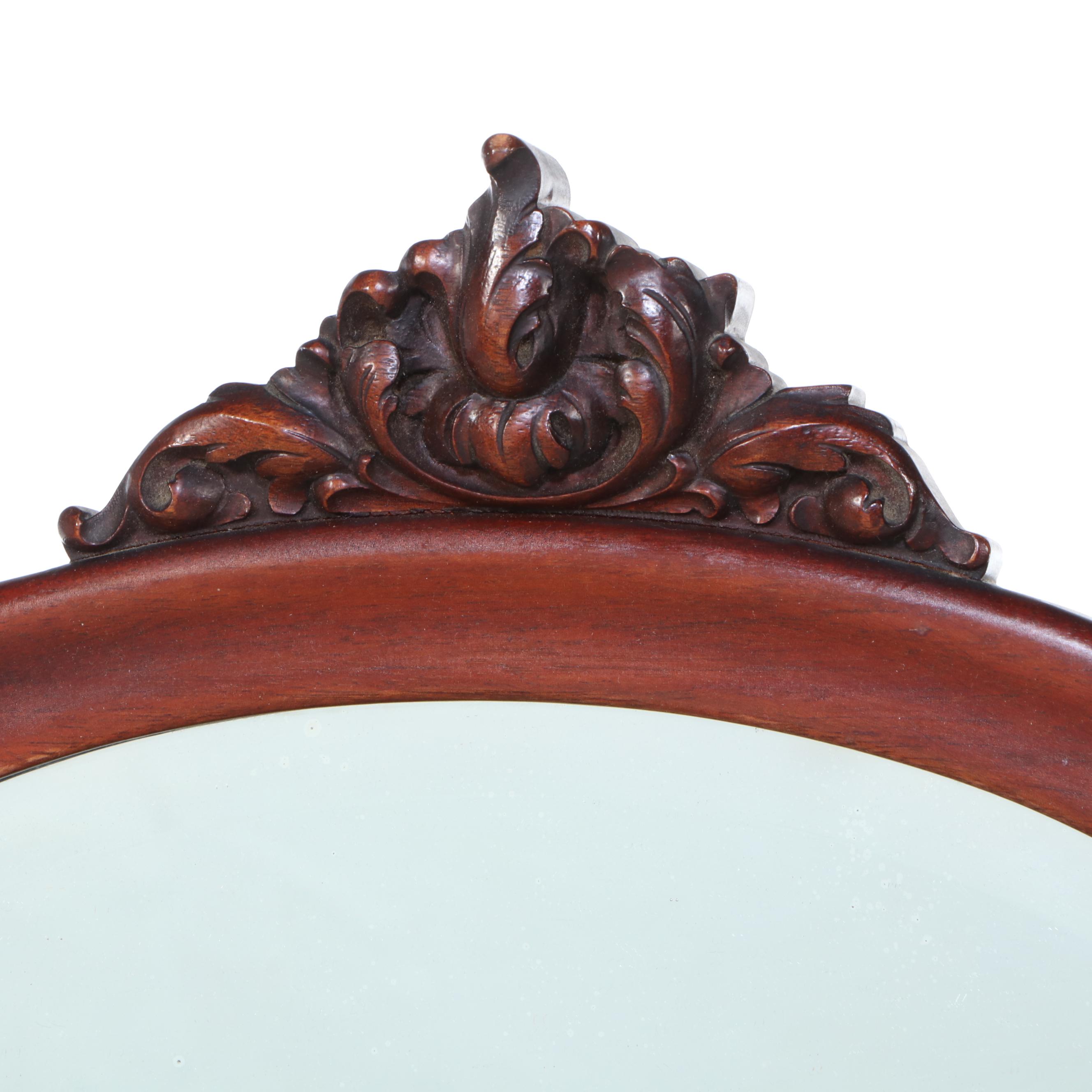 Edwardian Style Carved Mahogany Cheval Mirror