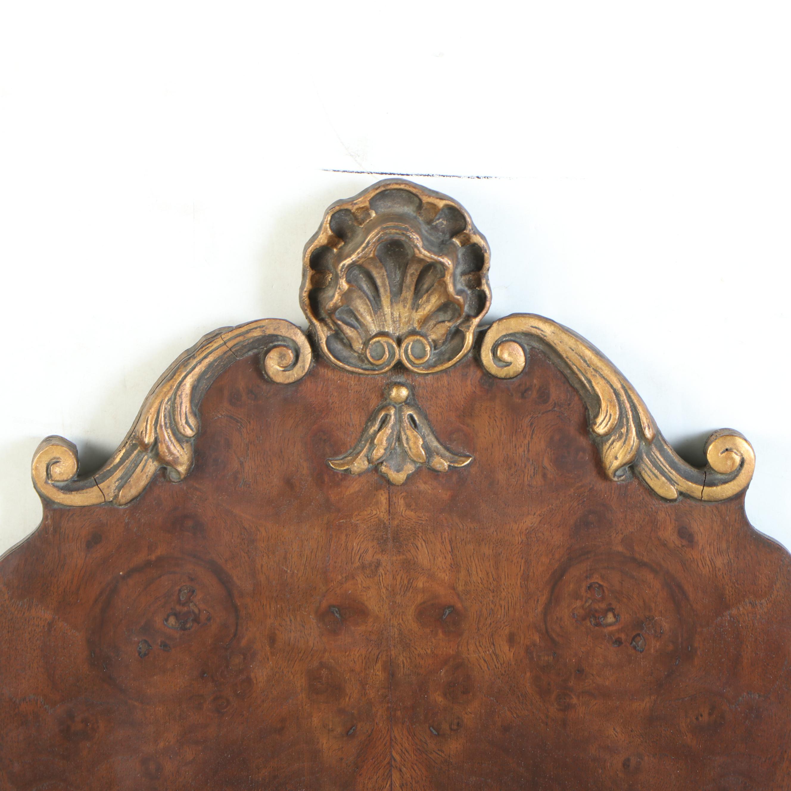 Atsonea English Georgian Style Parcel Gilt Burl Wood Wall Mirror