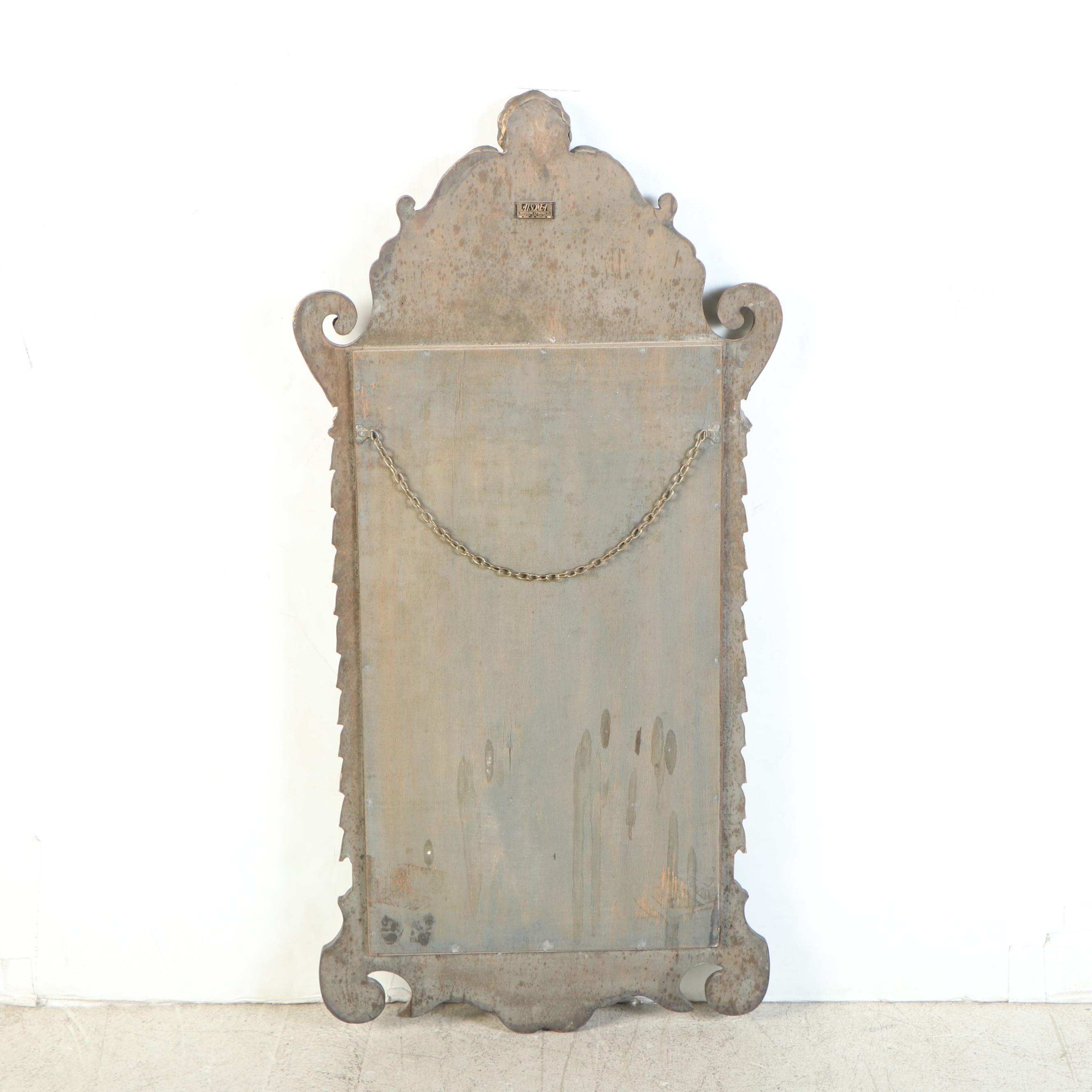 Atsonea English Georgian Style Parcel Gilt Burl Wood Wall Mirror