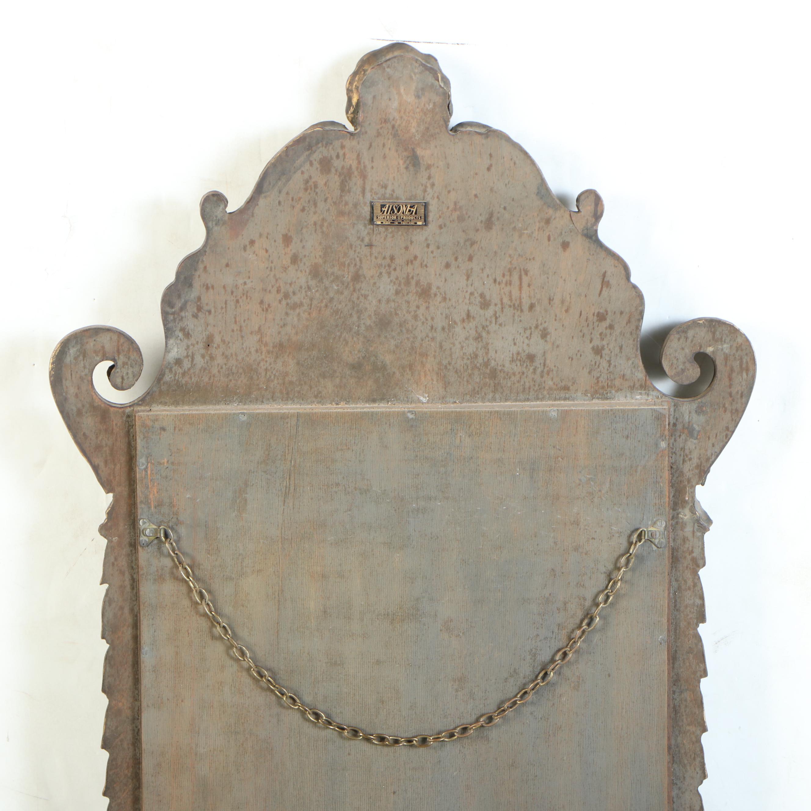Atsonea English Georgian Style Parcel Gilt Burl Wood Wall Mirror