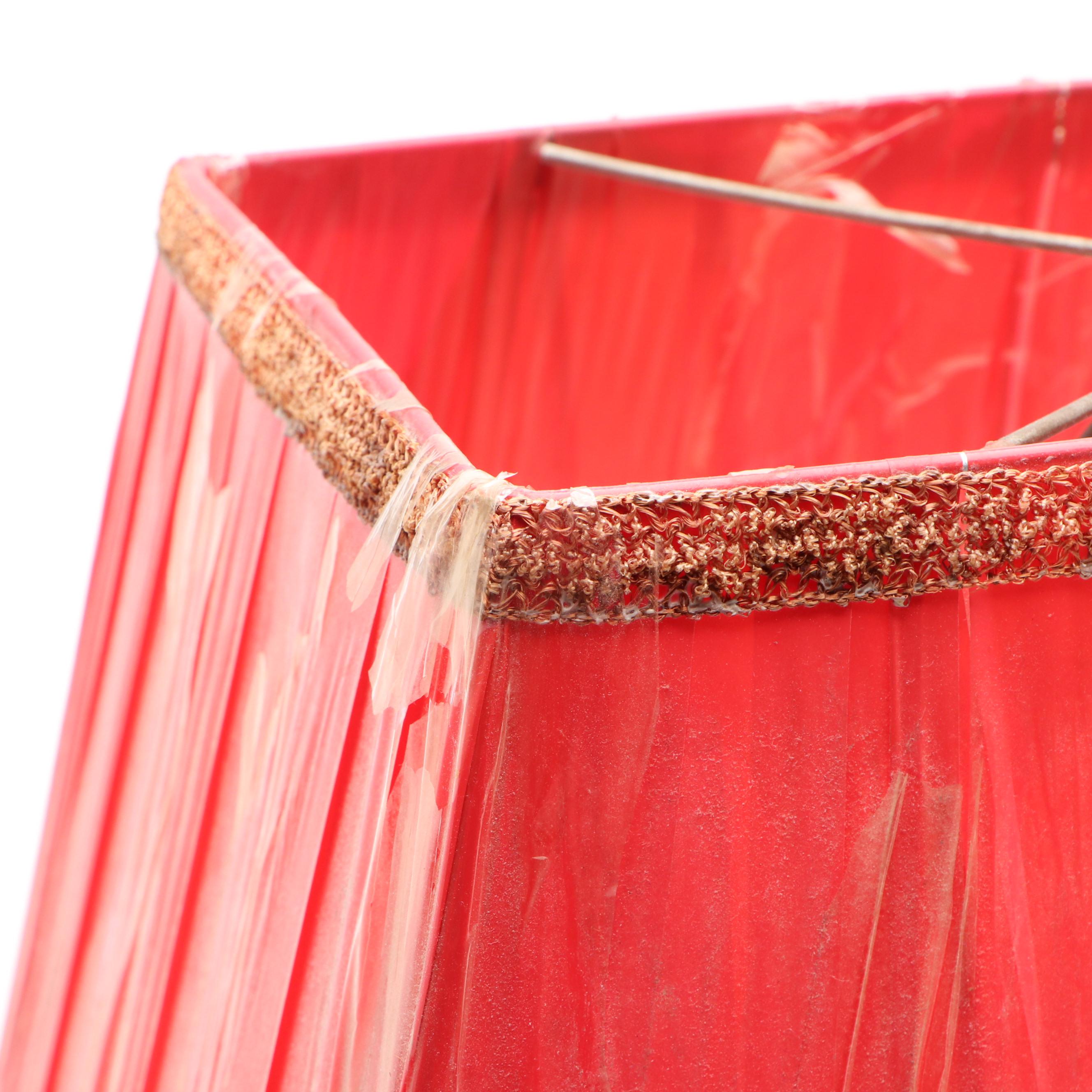 Pair of Chalkware "Lucky U Ranch" Horse Head Table Lamps with Red Shades