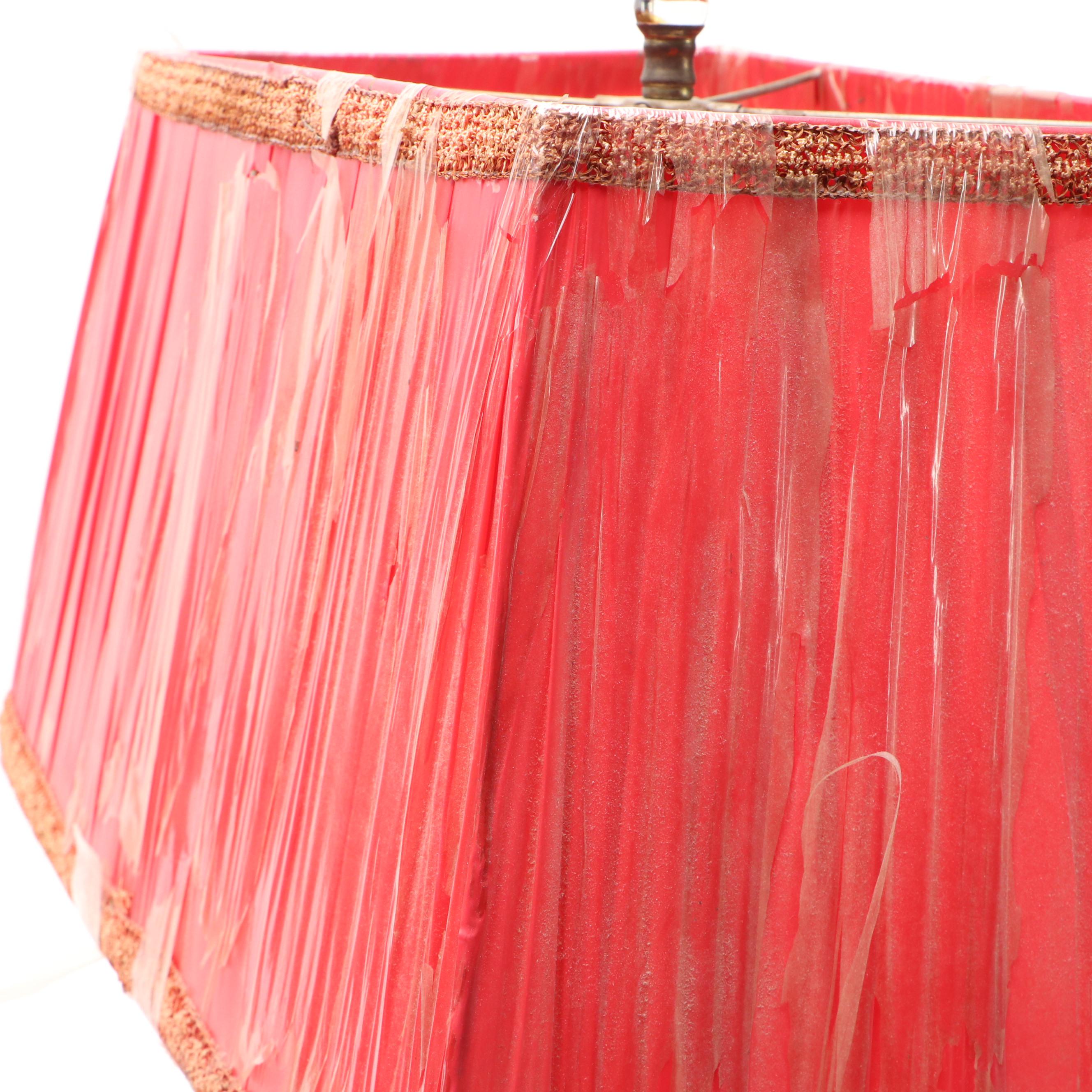 Pair of Chalkware "Lucky U Ranch" Horse Head Table Lamps with Red Shades