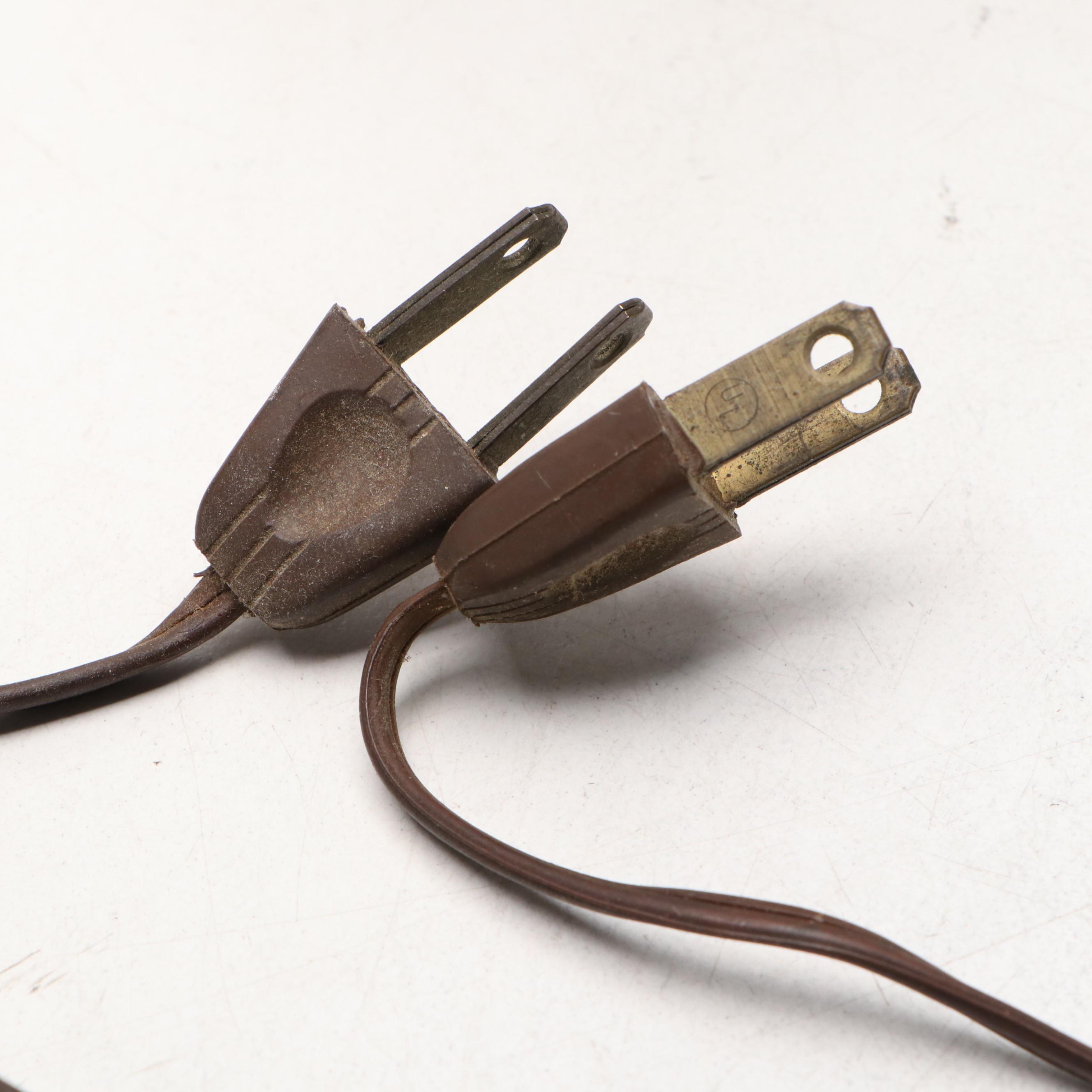 Pair of Chalkware "Lucky U Ranch" Horse Head Table Lamps with Red Shades