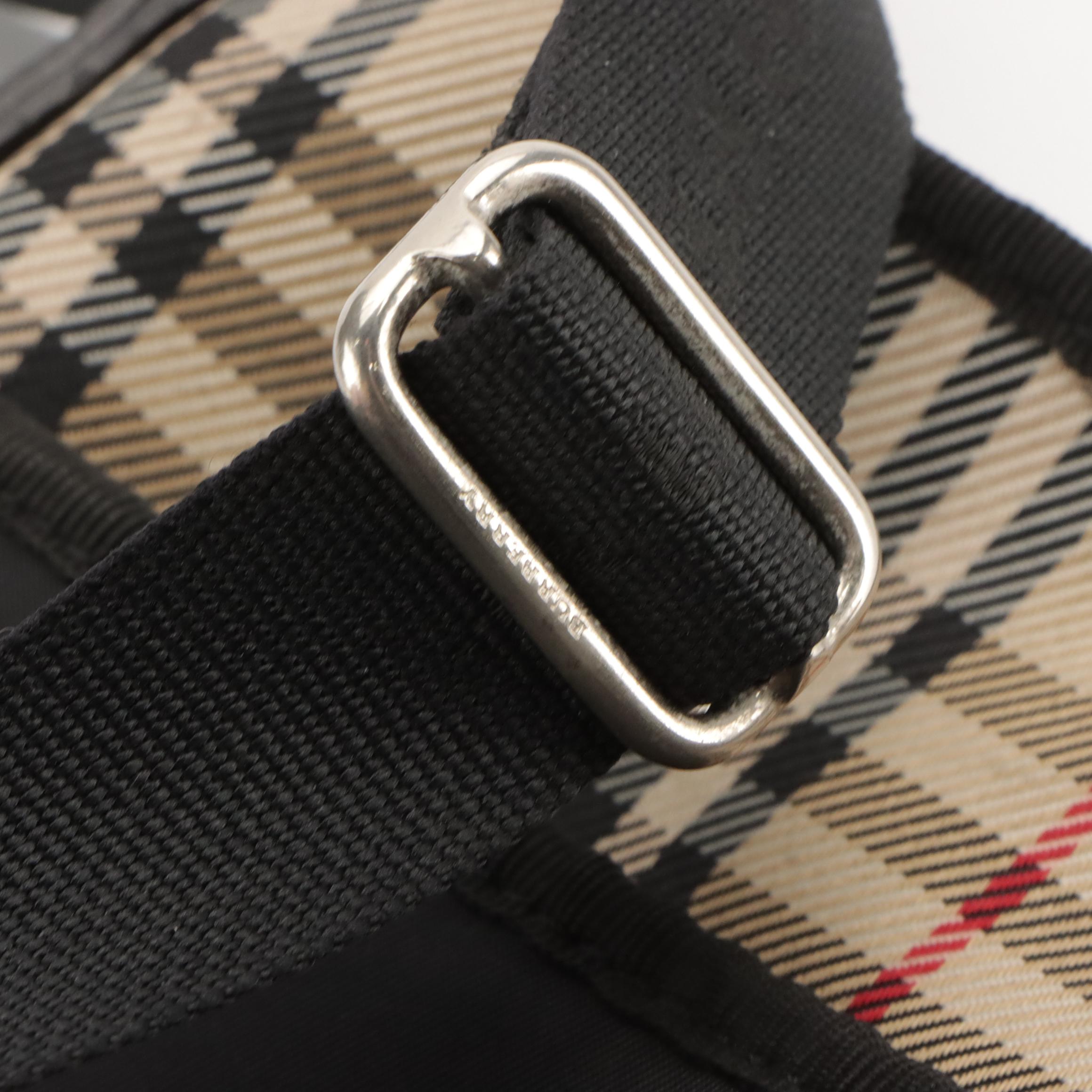 Burberry Flat Messenger Bag in Black House Check Nylon