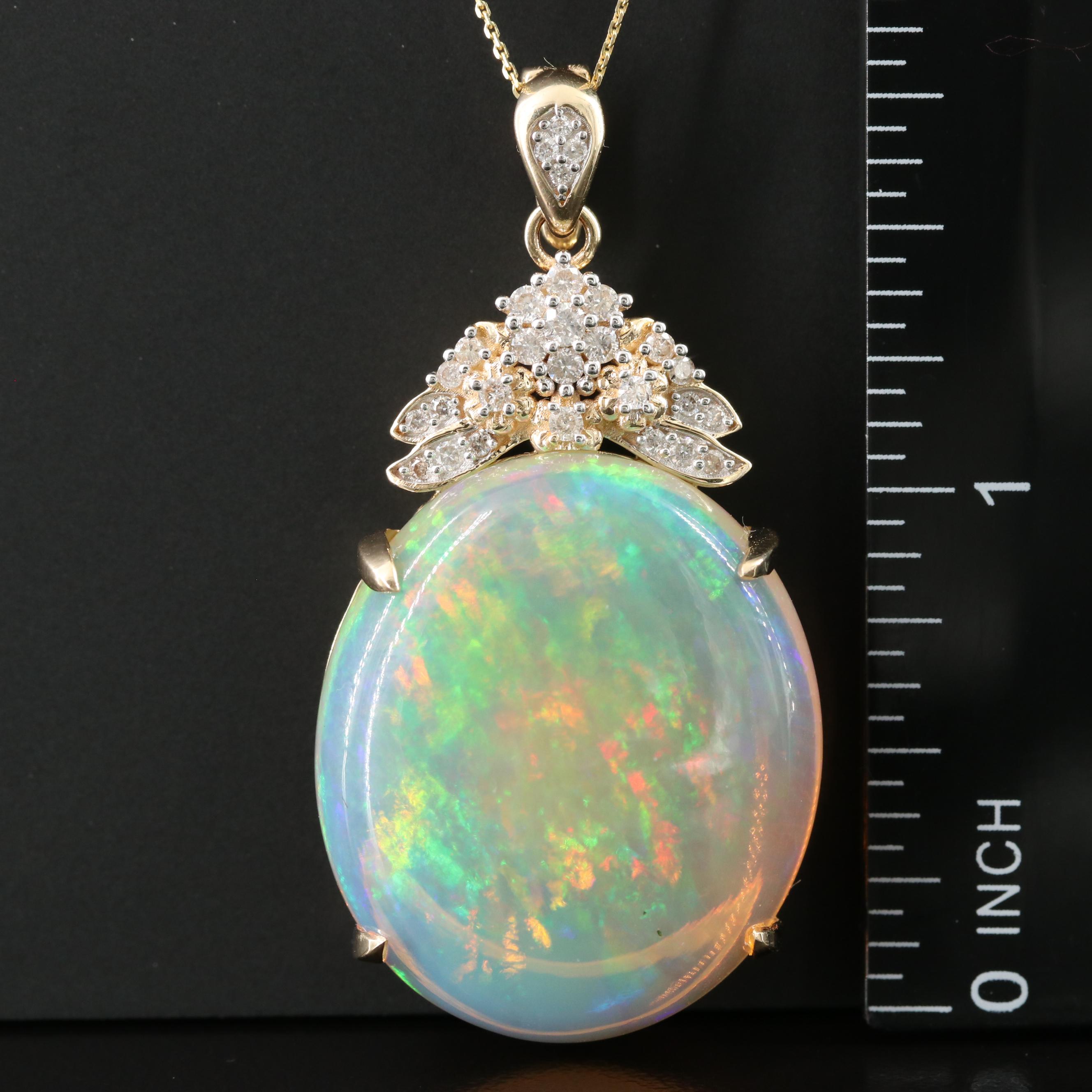 14K Opal and Diamond Enhancer Pendant Necklace